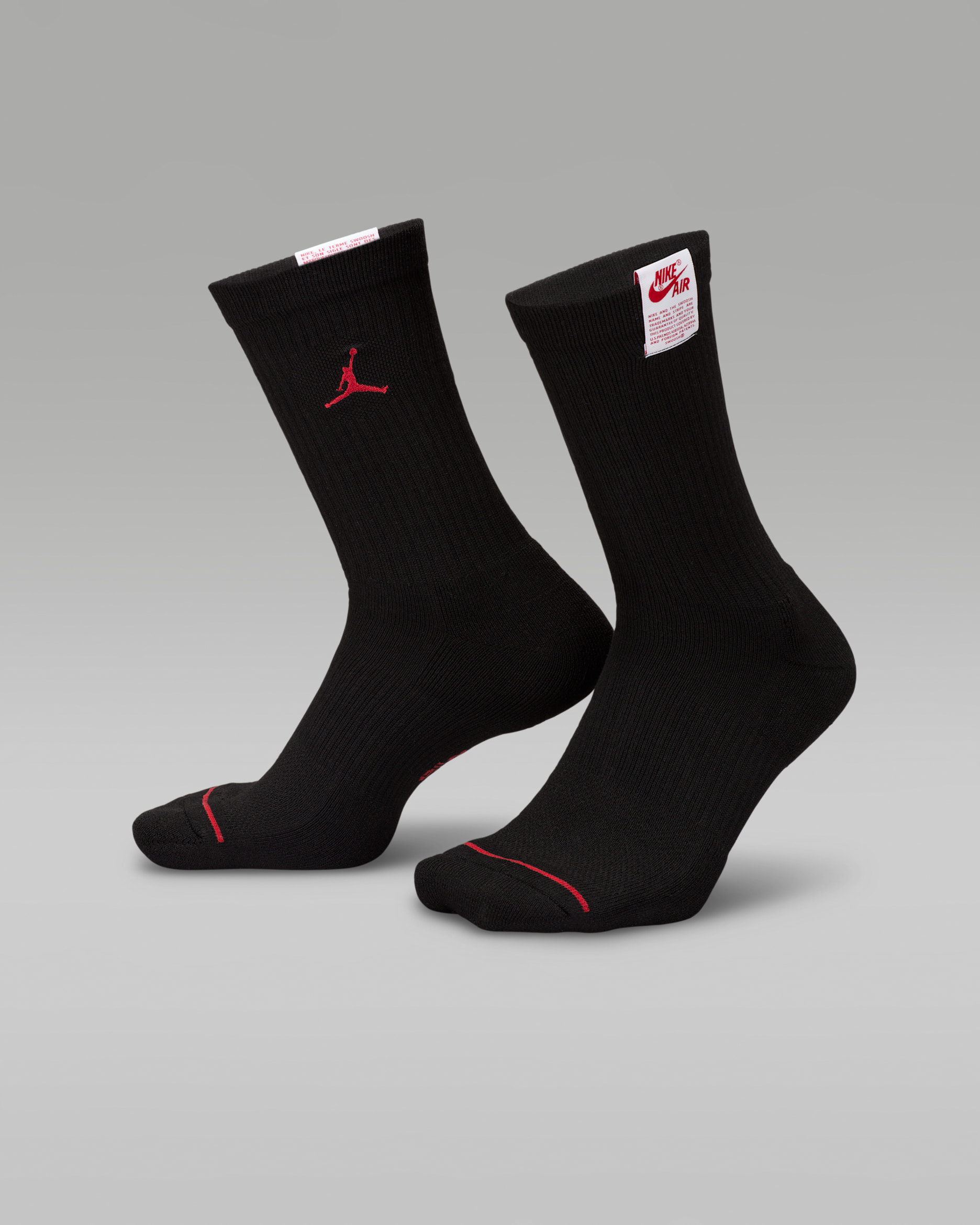 Jordan Everyday Crew Socks (1 Pair) - Black/Varsity Red