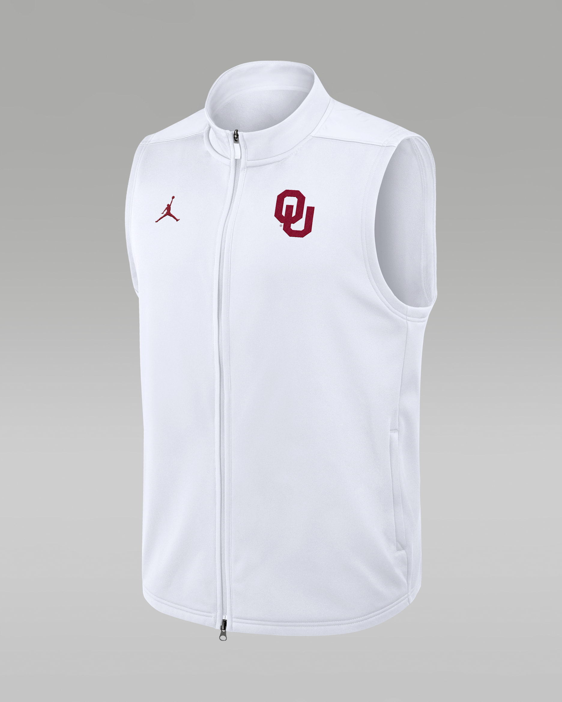 Chaleco universitario marca Jordan Therma-FIT de cierre completo para hombre Oklahoma Primetime Victory - Blanco