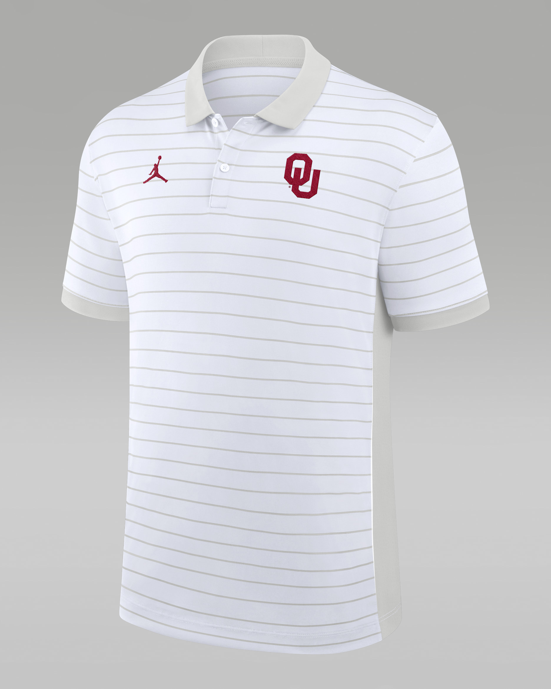 Oklahoma Sideline Victory Stripe Men's Jordan Brand Dri-FIT College Polo - White