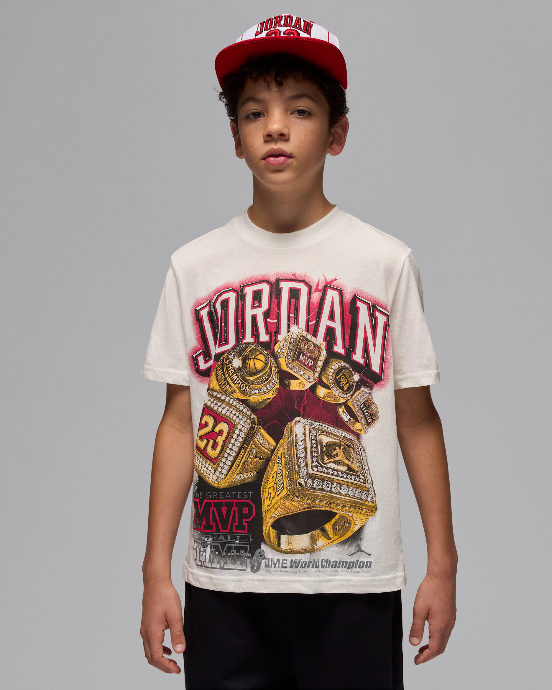 Playera 6 Rings para niños talla grande Jordan - Sombrío apagado