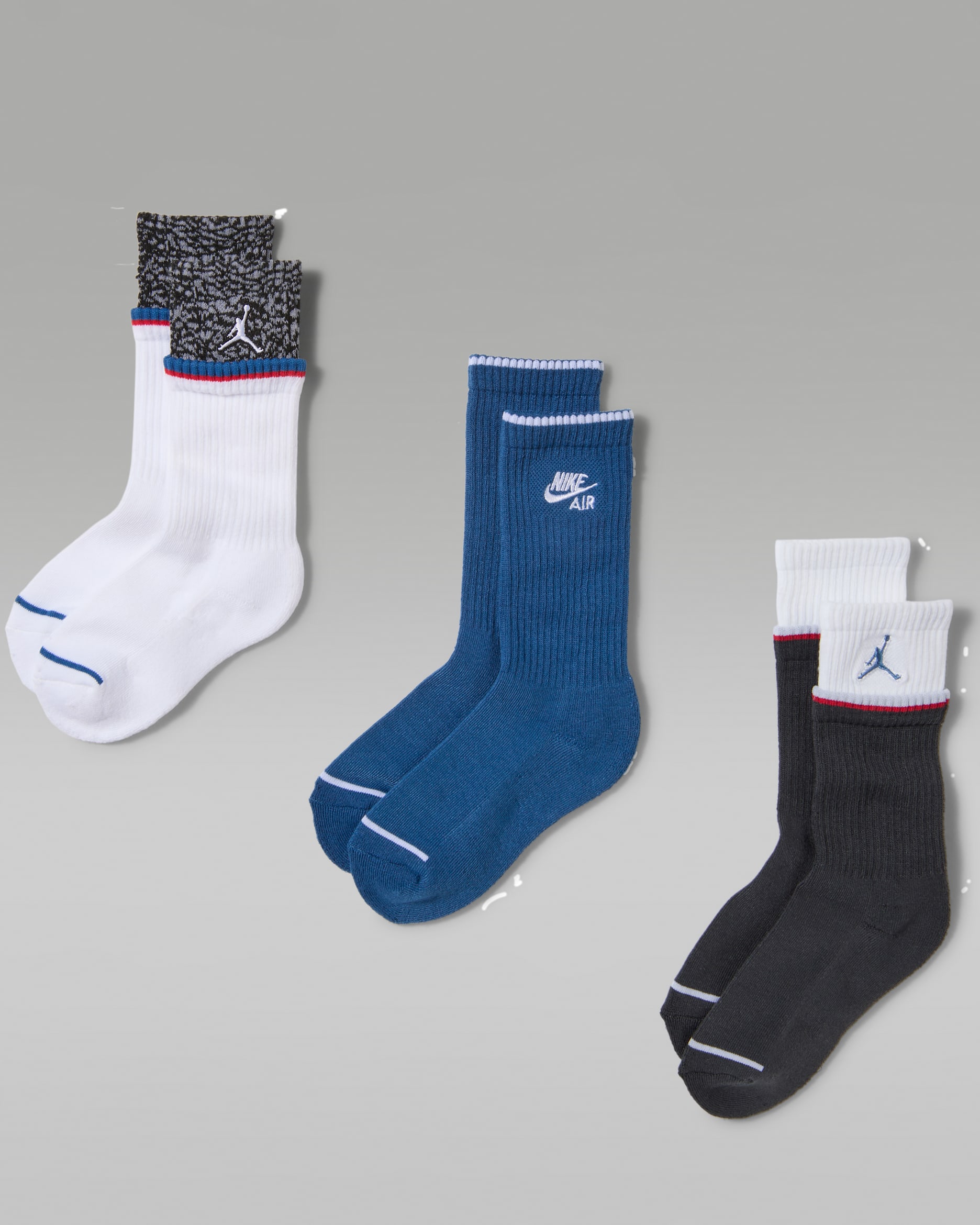 Calcetas retro AJ3 Jordan para niños (3 pares) - Azul genuino