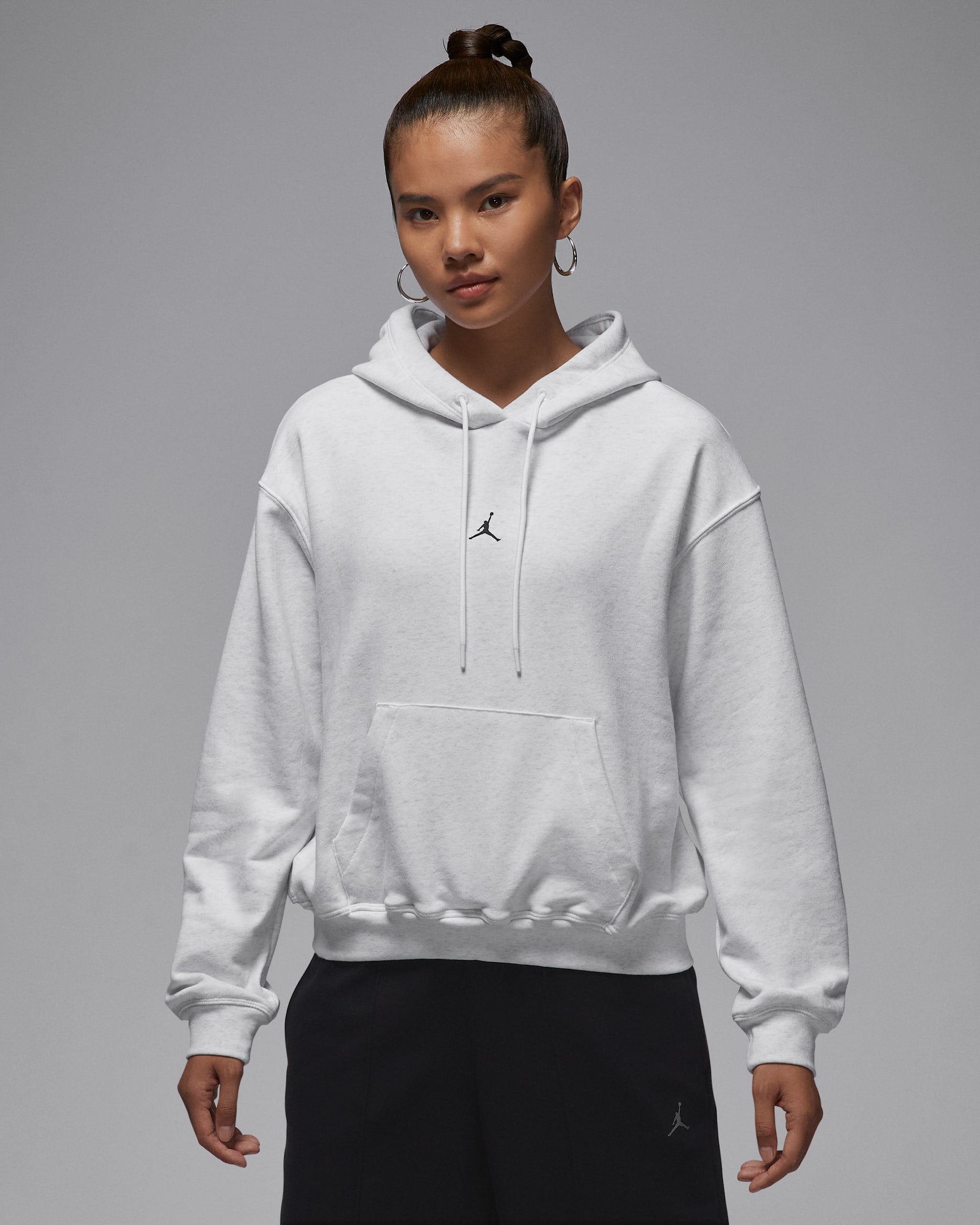 ジョーダン スポーツ クロスオーバー ウィメンズ Dri-FIT フリース パーカー - バーチヘザー/ブラック