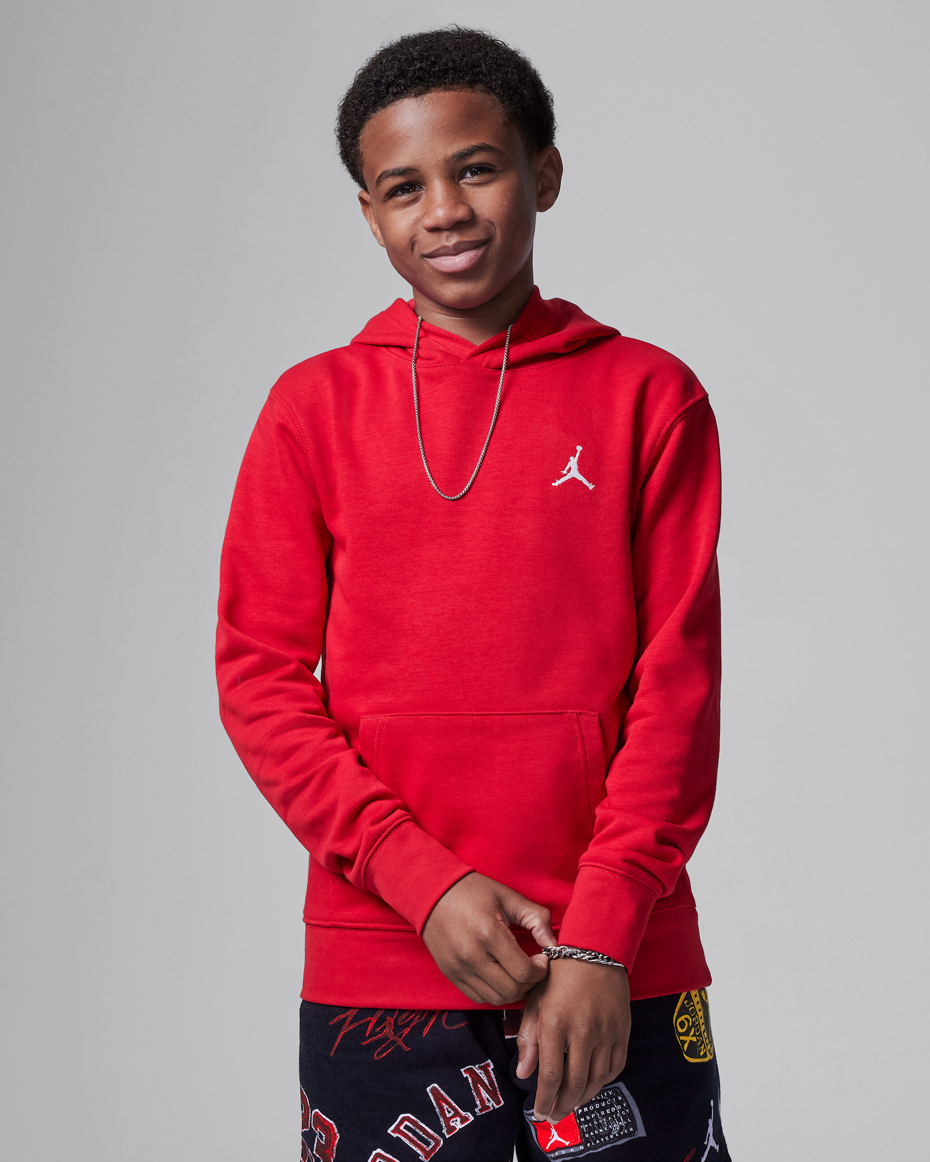 Sudadera con gorro sin cierre de tejido French Terry para niño talla grande Jordan MJ Brooklyn - Rojo gimnasio