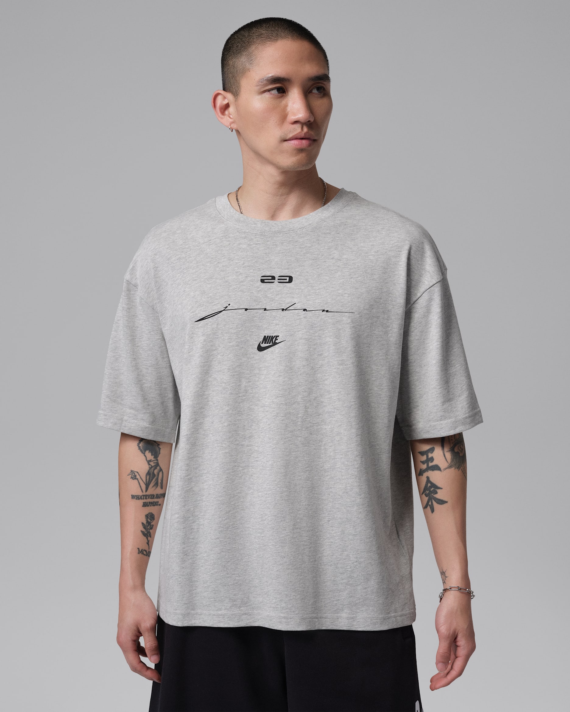 Jordan Flight Men's Script T-Shirt - Grey Heather/White