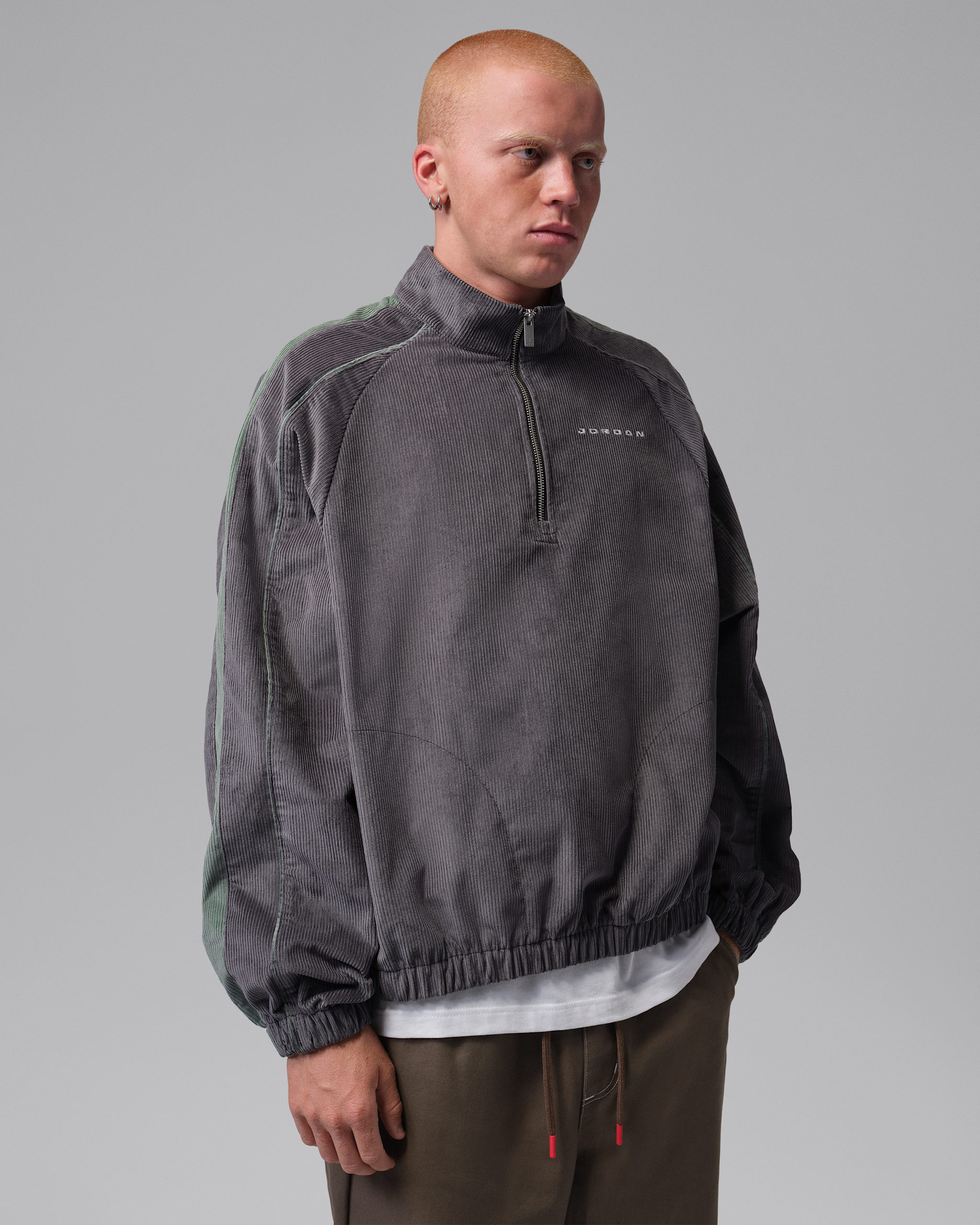 Jordan Flight Men's Corduroy 1/2-Zip Top - Night Forest/Night Forest/Clay Green/White