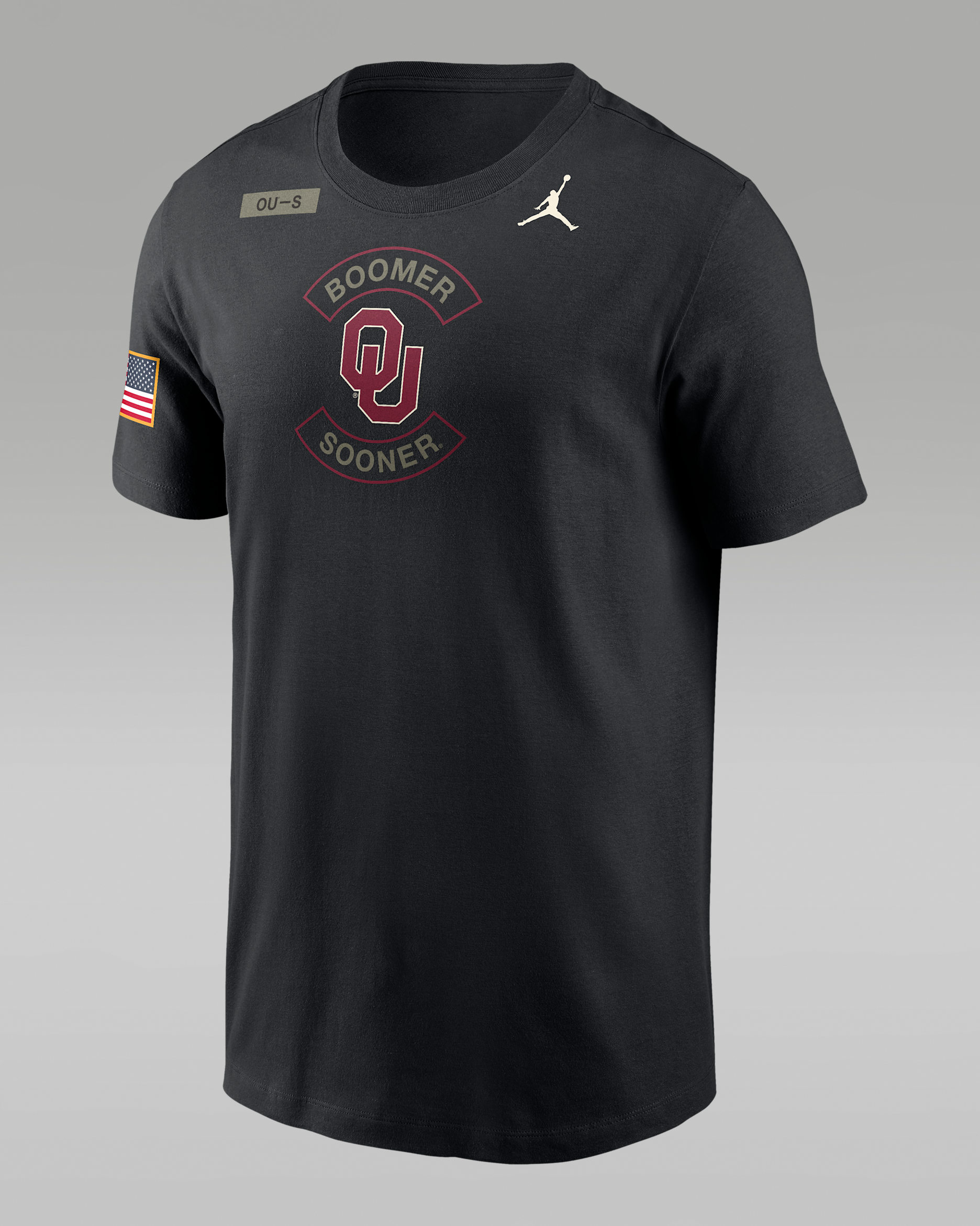 Playera universitaria marca Jordan Dri-FIT para hombre Oklahoma Military Appreciation - Negro