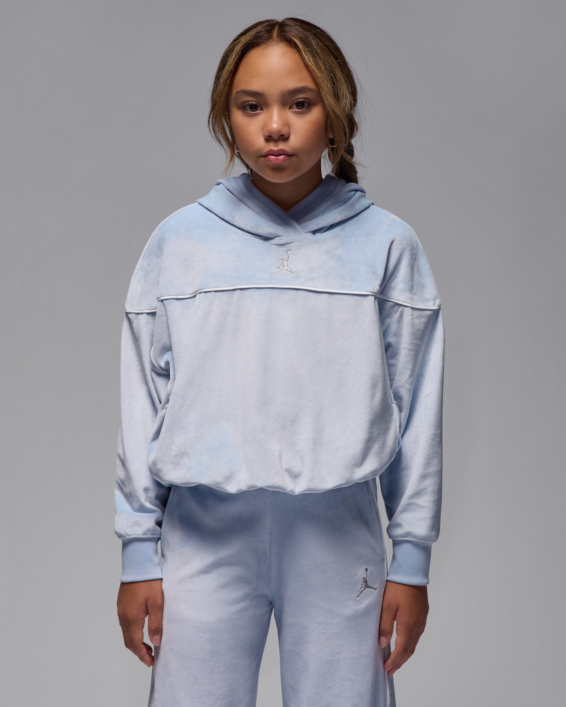 ジョーダン マウンテンサイド ジュニア ベロア プルオーバー パーカー - ゴースト