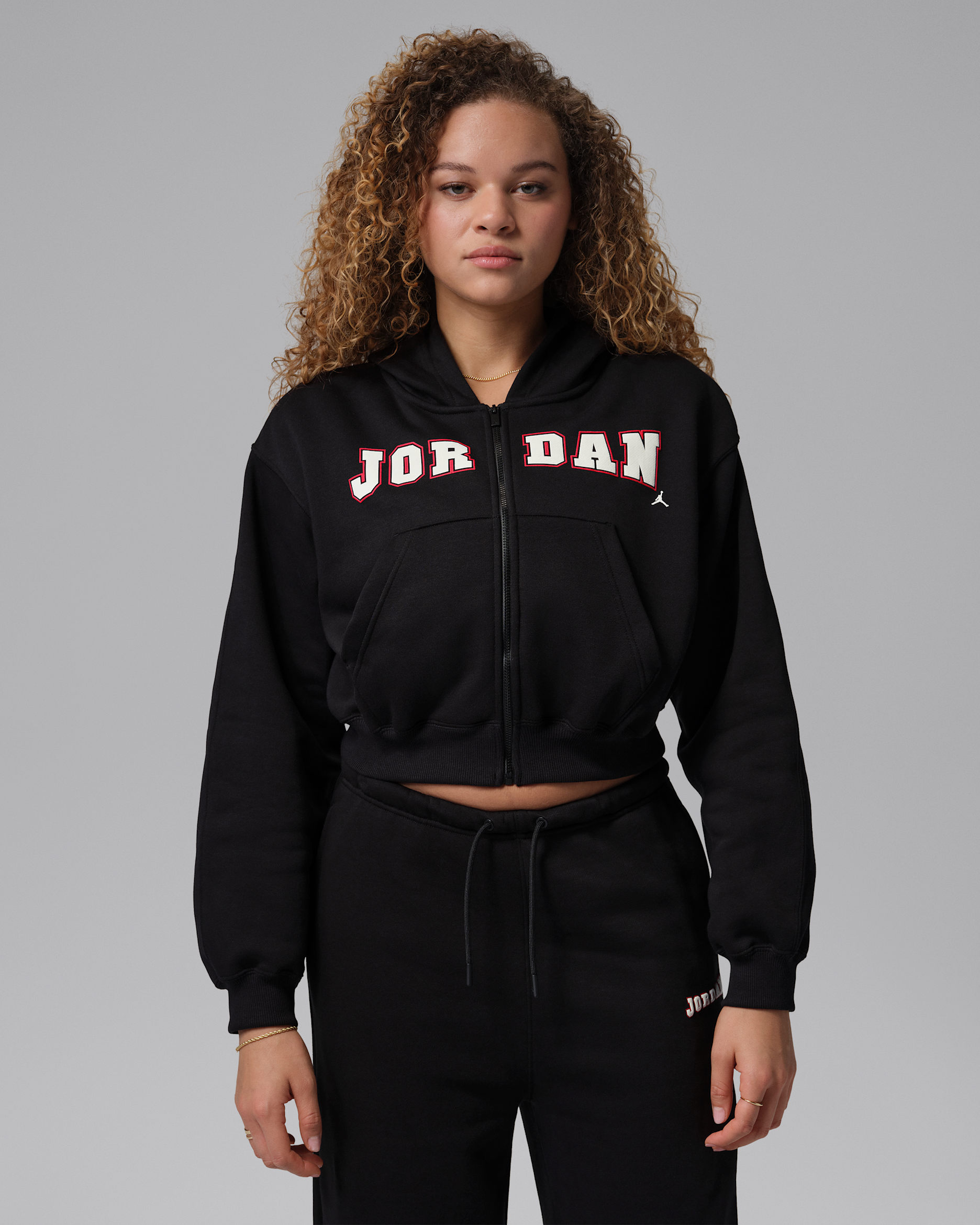 Jordan Brooklyn Fleece Women's Full-Zip Mod-Crop Hoodie - Black/White