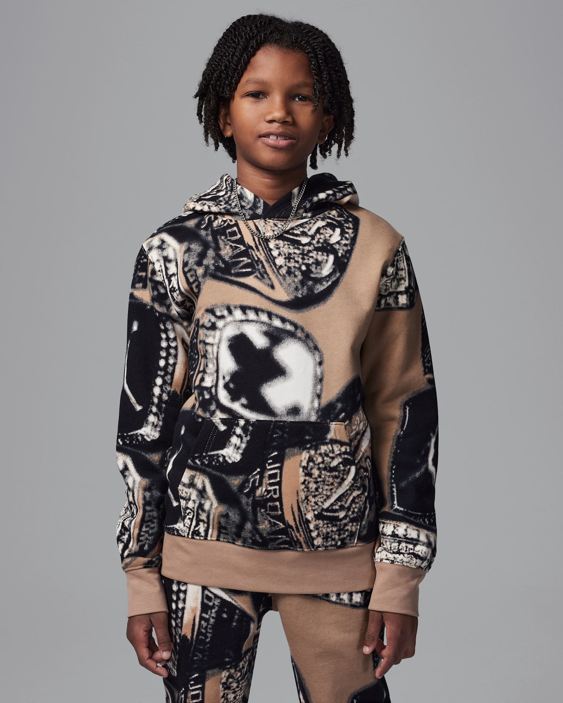 Jordan MVP Big Kids' Fleece Printed Pullover Hoodie - Desert Camo