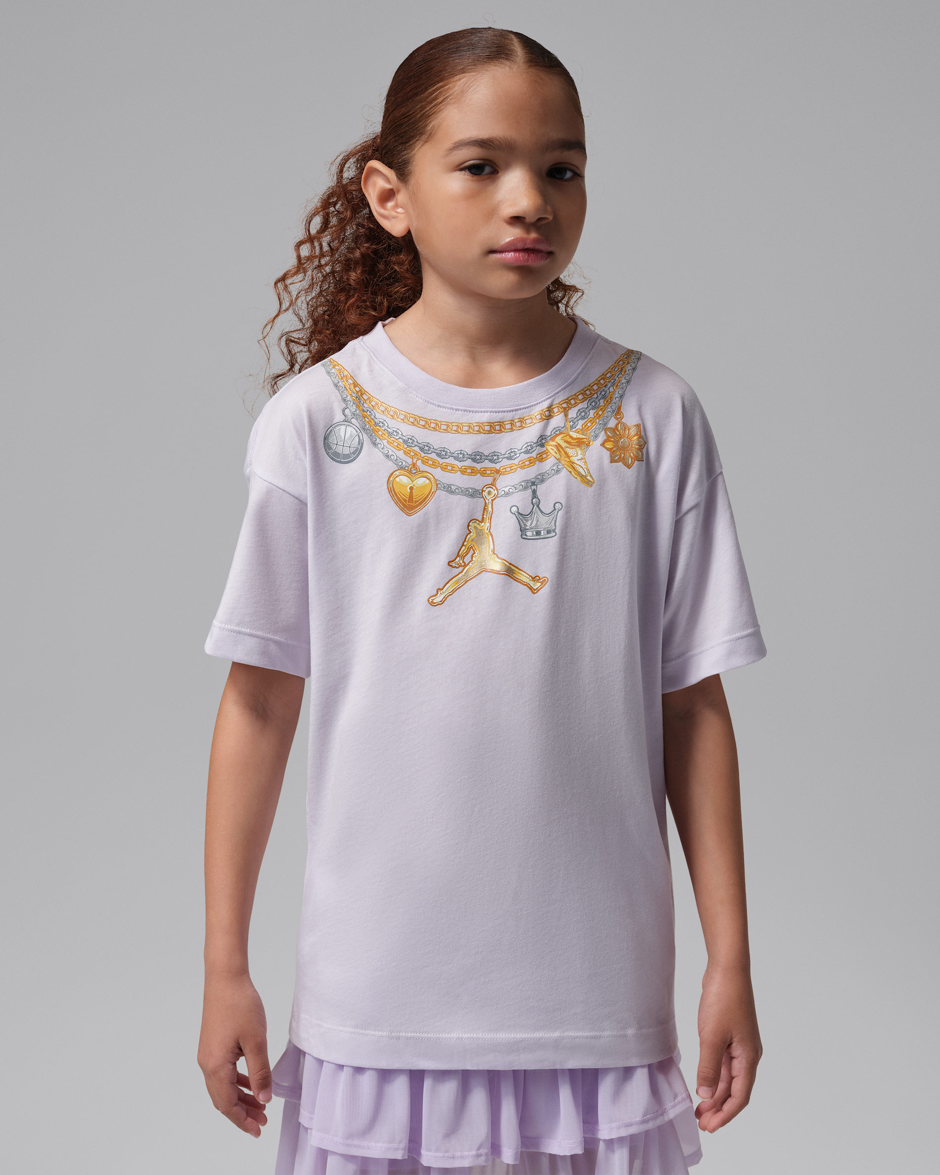 Jordan Big Kids' Charm Necklace T-Shirt - Barely Grape