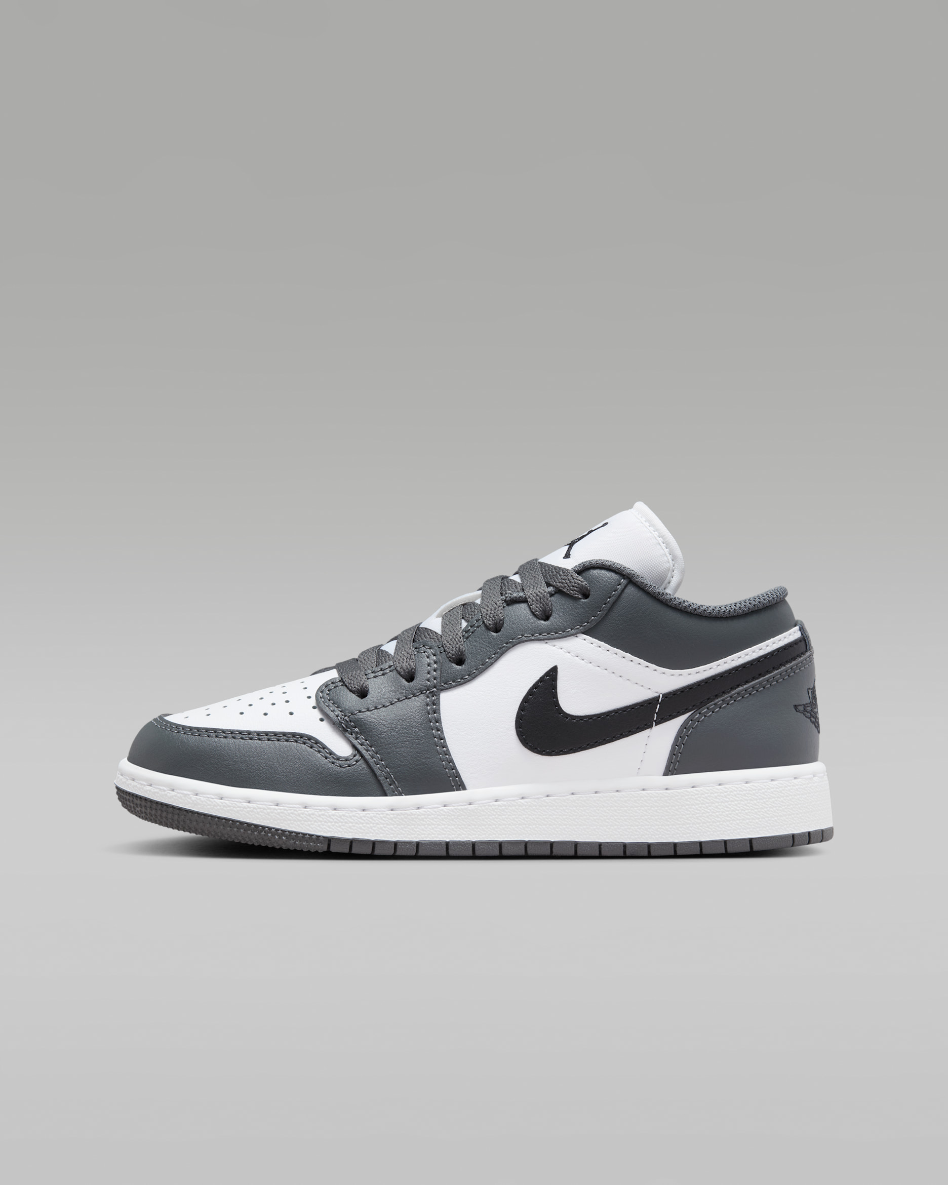 Air Jordan 1 Low Big Kids' Shoes - White/Iron Grey/Black