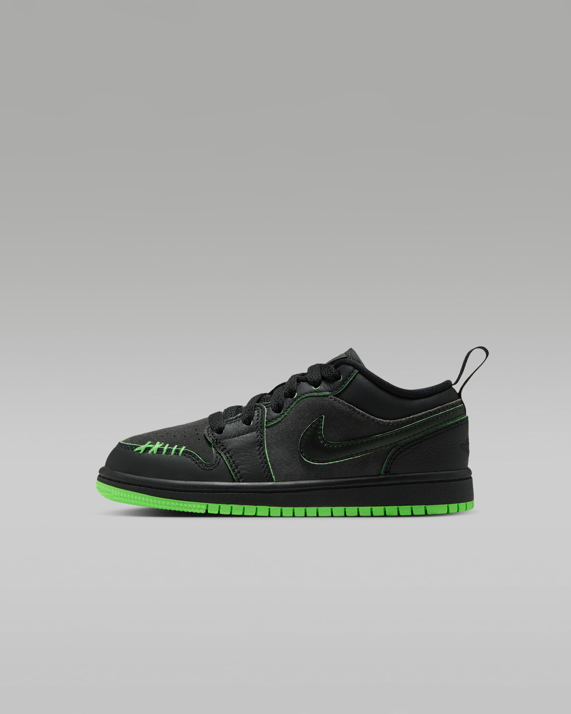 Jordan 1 Low SE Little Kids' Shoes - Black/Scream Green/Dark Smoke Grey/Black