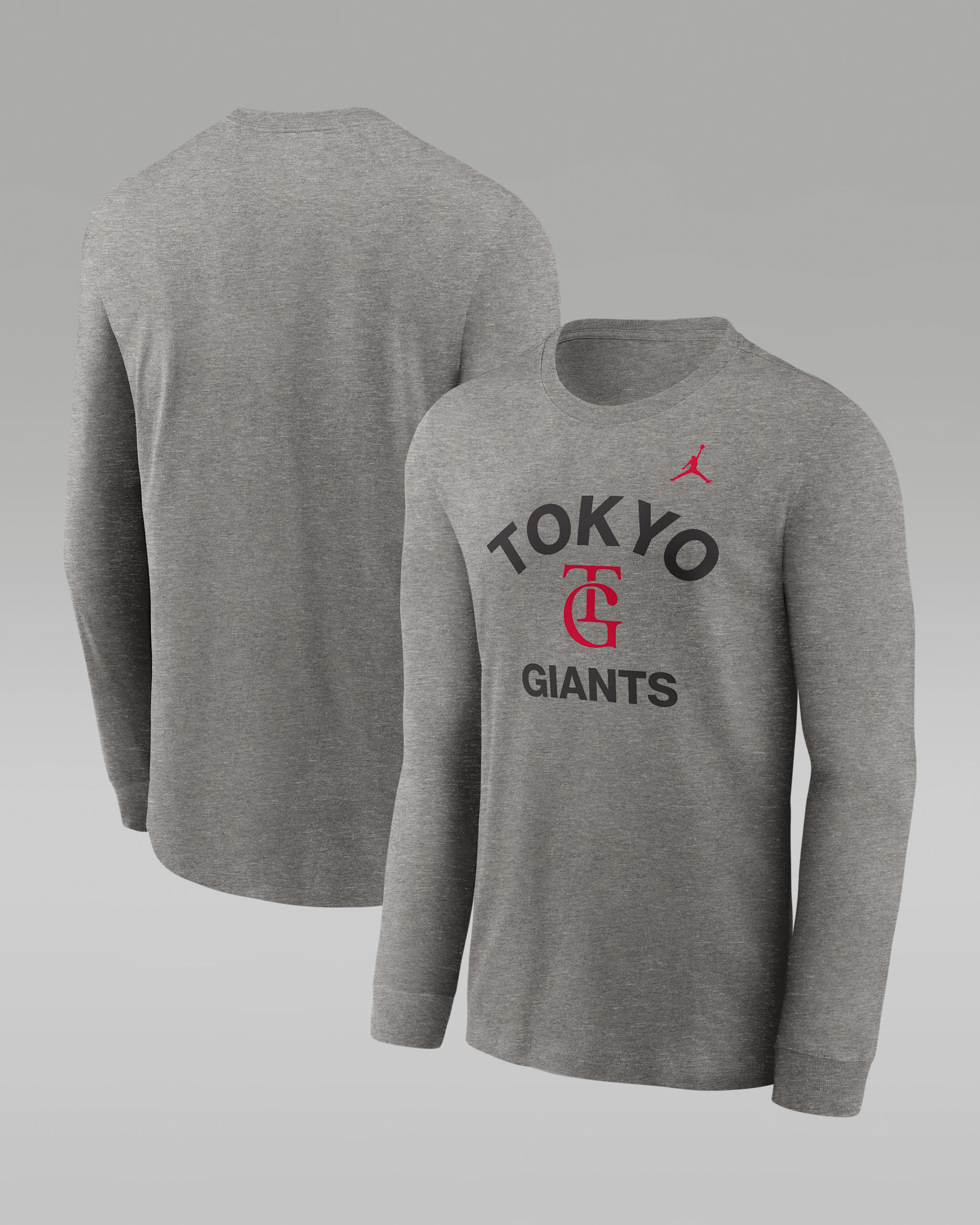 東京 読売ジャイアンツ x ジョーダン エクスクルーシブ コレクション メンズ ロングスリーブ Tシャツ - ダークグレーヘザー