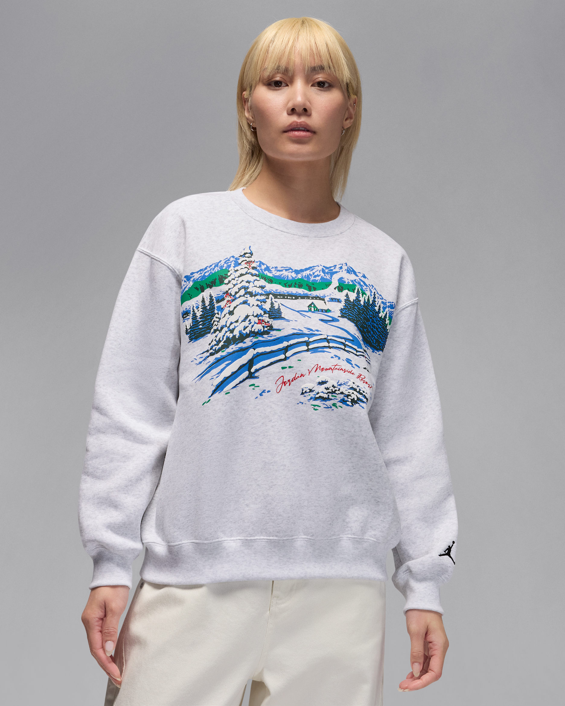 Jordan Brooklyn Fleece Women's Crew-Neck Sweatshirt - Birch Heather/Midnight Green/Black