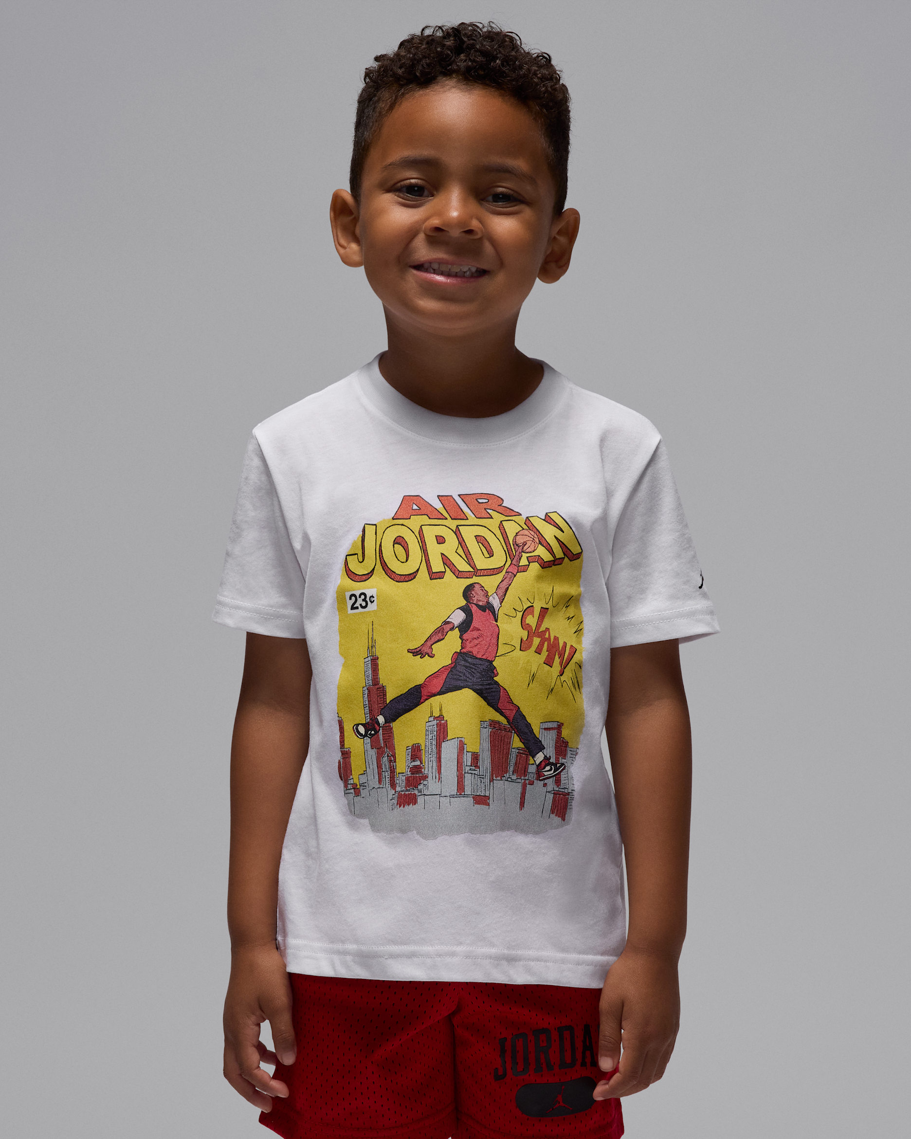 Playera Comic Slam para niños de preescolar Jordan - Blanco