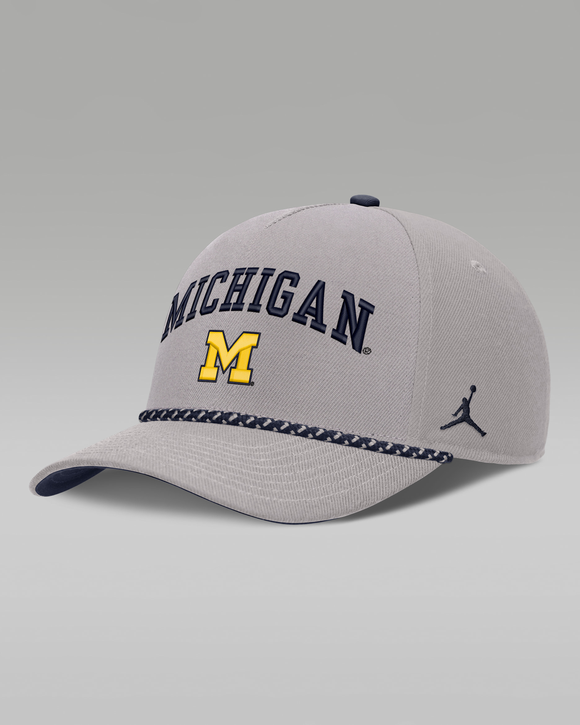Michigan Primetime Rise Rope Men's Jordan Brand College Adjustable Hat - Grey