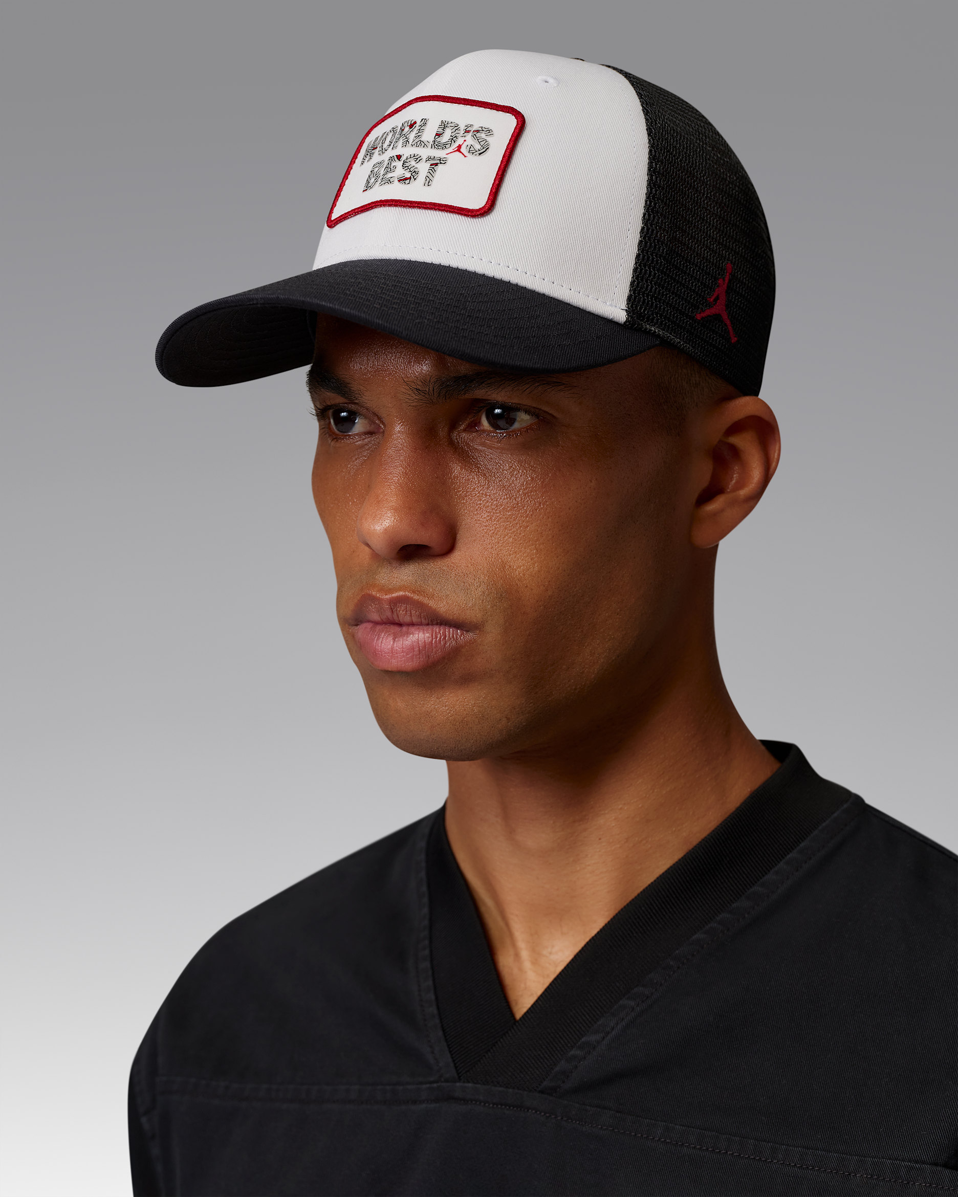 Jordan Rise Structured Trucker Cap - White/Black/Varsity Red