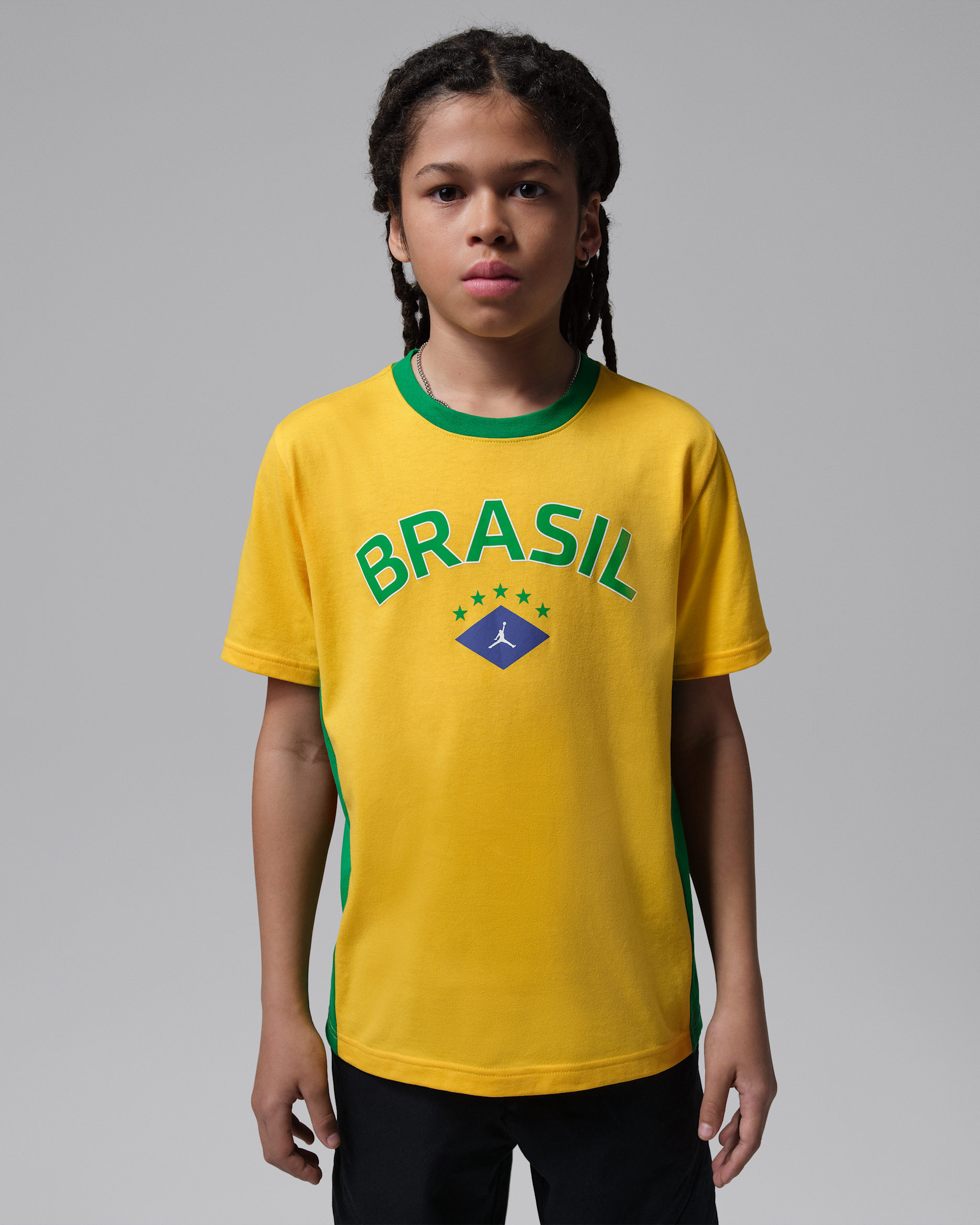 Jordan Big Kids' Brasil Graphic T-Shirt - Yellow/Green/Blue/White