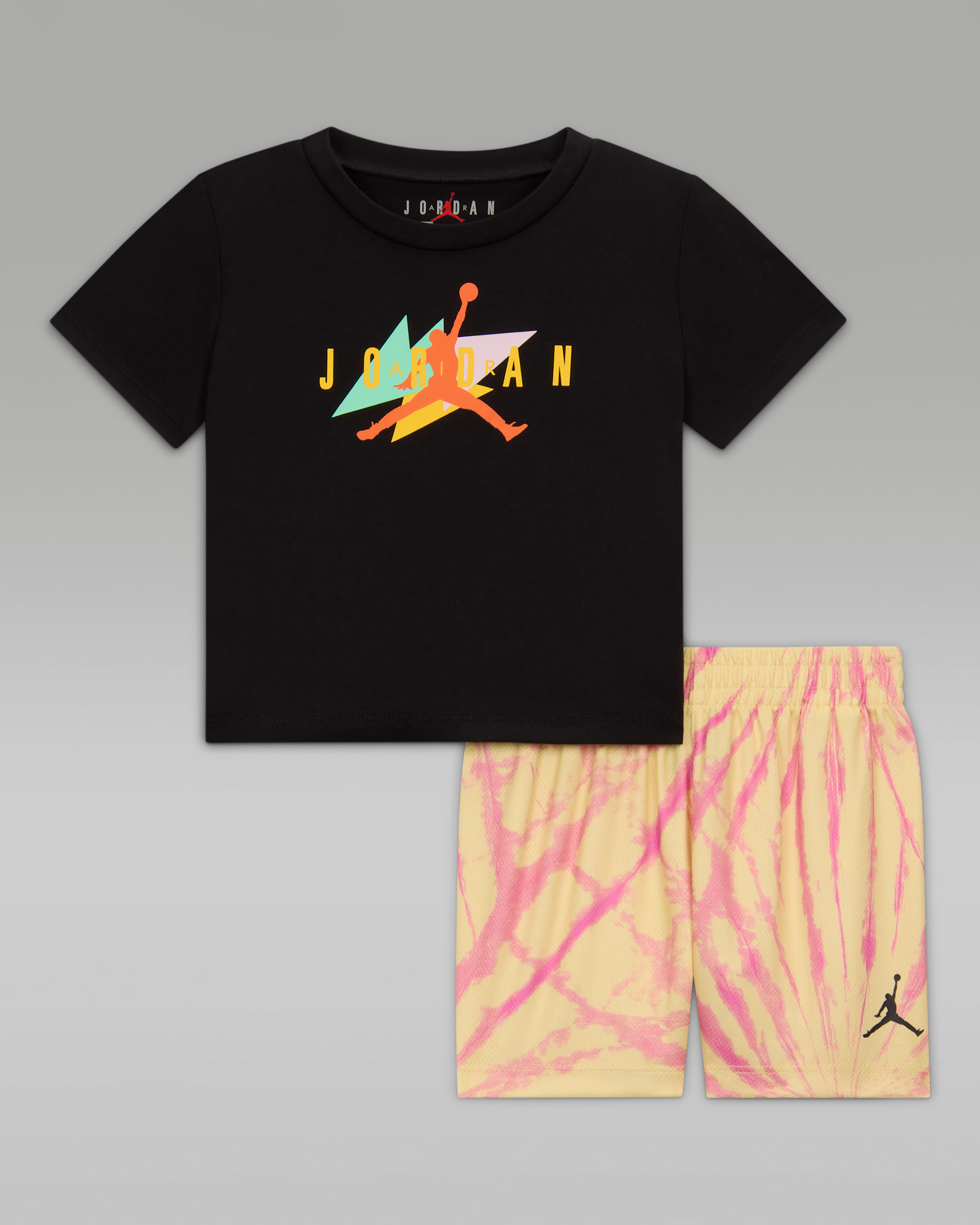 Jordan Baby 2-Piece Festival Tie Dye Shorts Set - Lemon Wash/Black