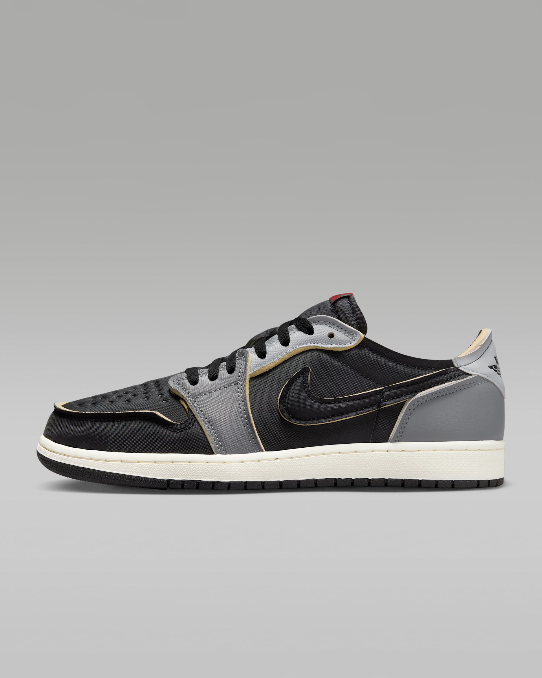 Air Jordan 1 Retro Low OG Men's Shoes - Black/Dark Smoke Grey/Light Smoke Grey/Fire Red