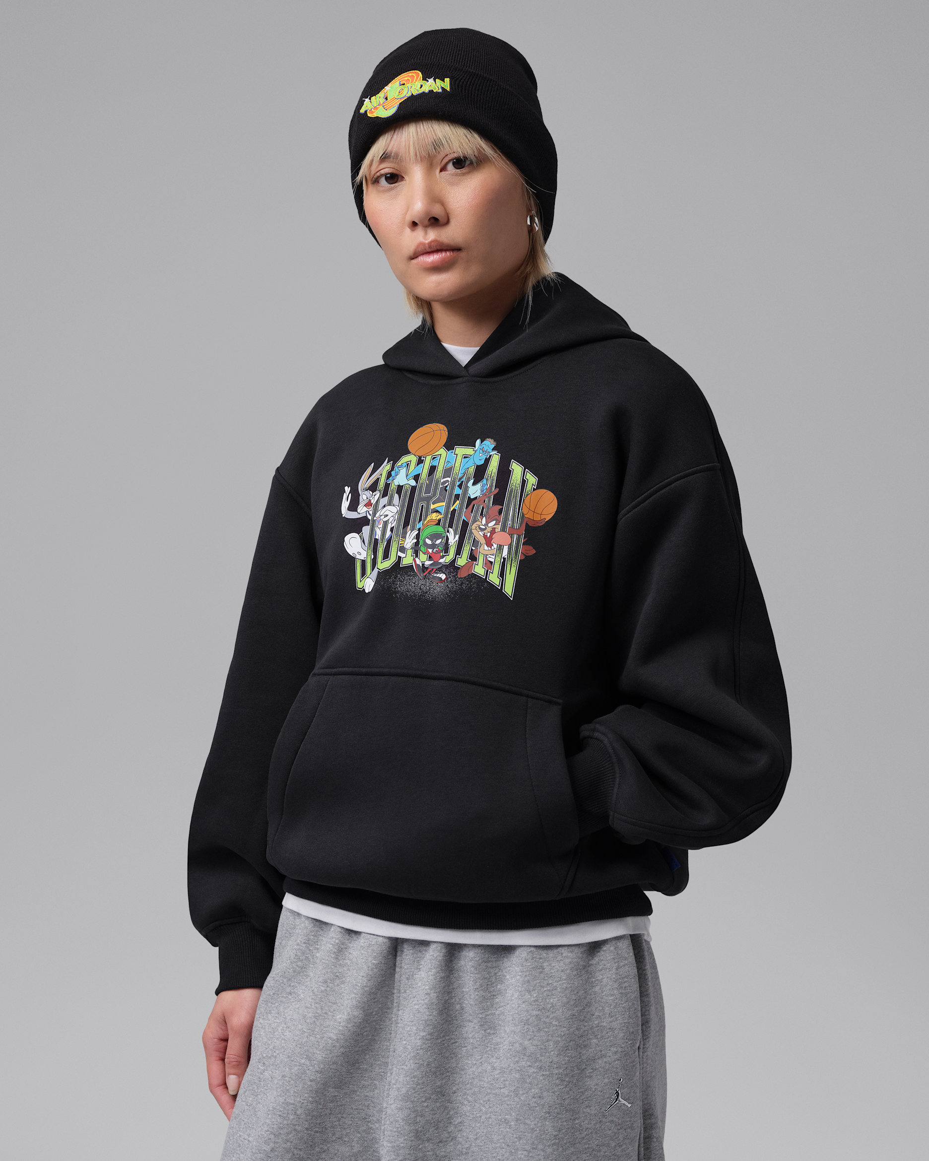 Jordan Space Jam Women's Fleece Pullover Hoodie - Black/White