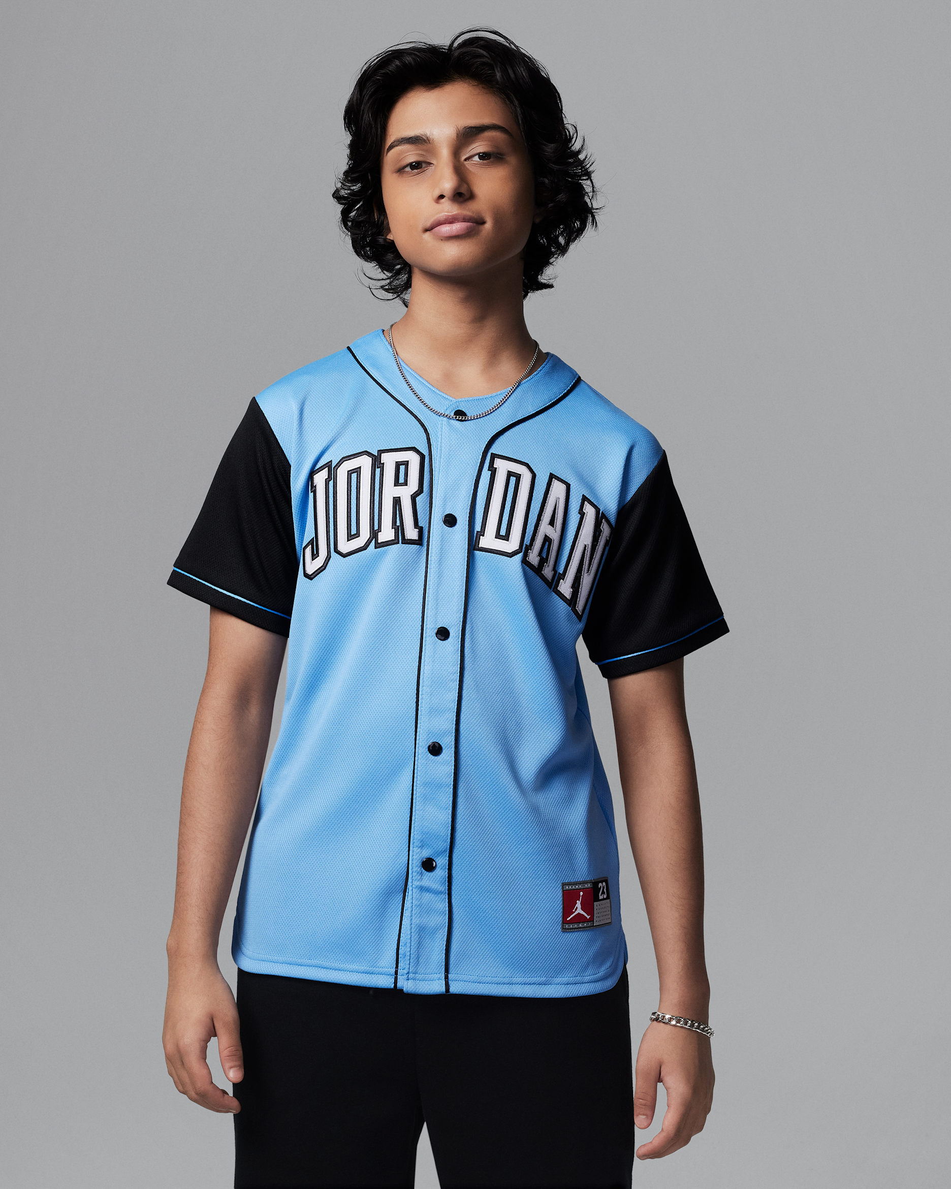 Jersey de béisbol para niños talla grande Jordan - Azul universitario