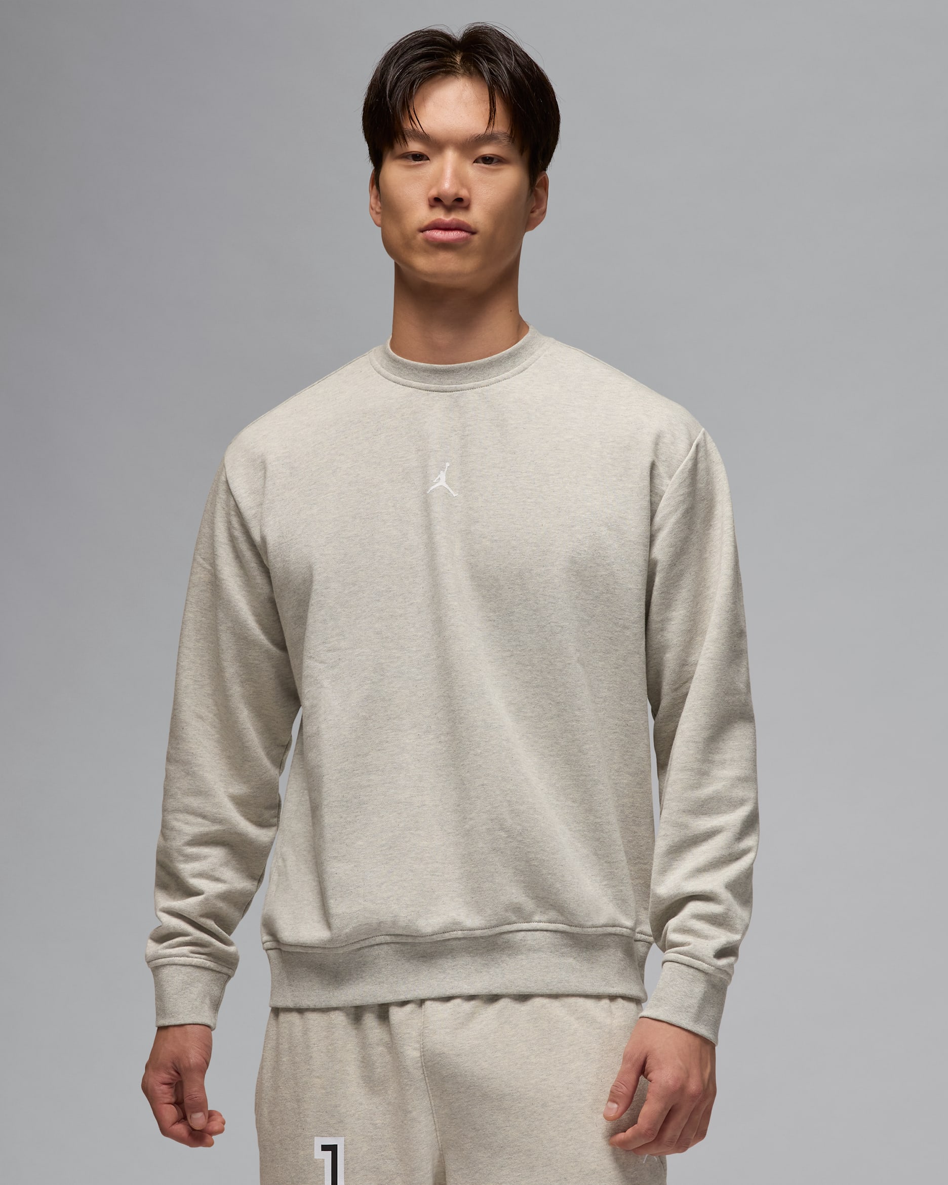 Sudadera de cuello redondo  Dri-FIT para hombre Jordan Sport Crossover - Gris jaspeado/Blanco