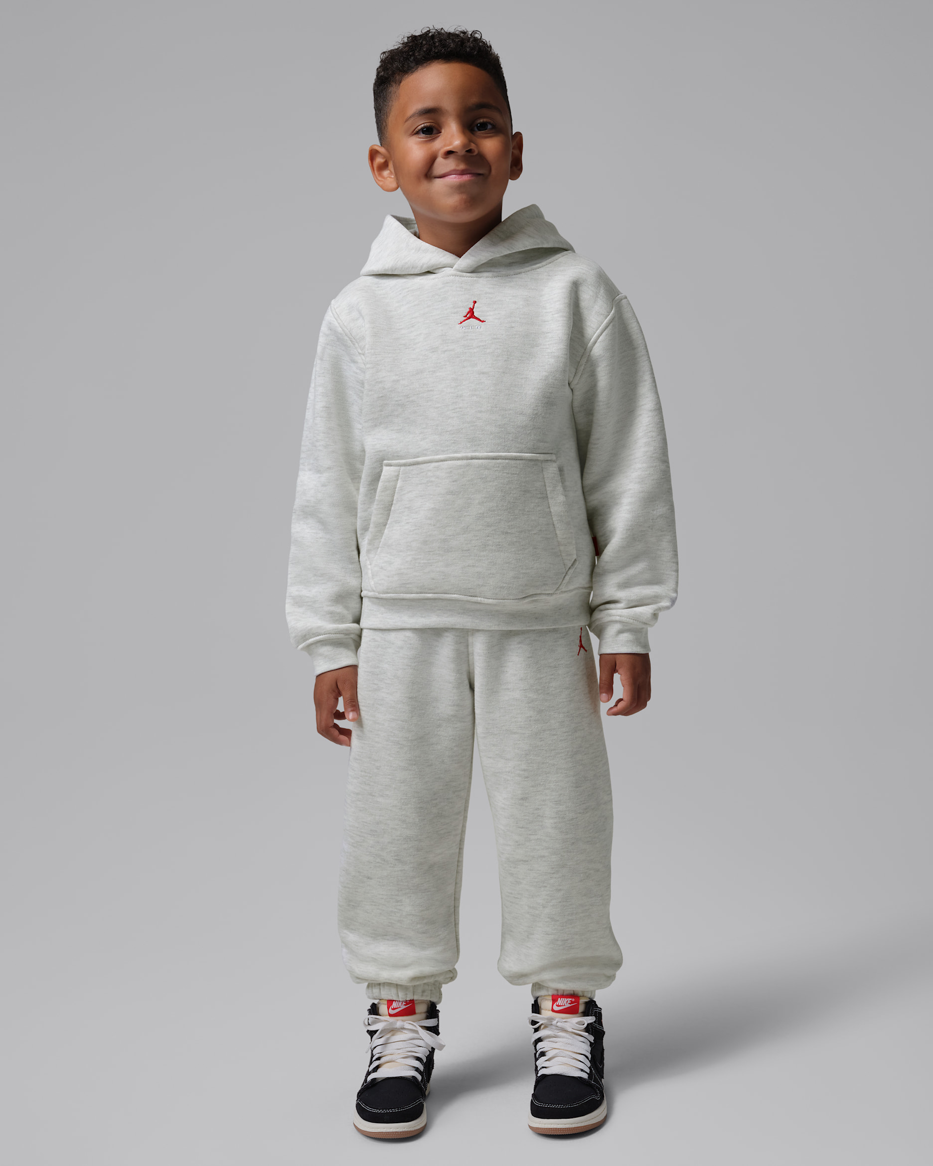 Jordan Brooklyn Fleece Little Kids' 2-Piece Pullover Hoodie Set - Neutral Grey Heather