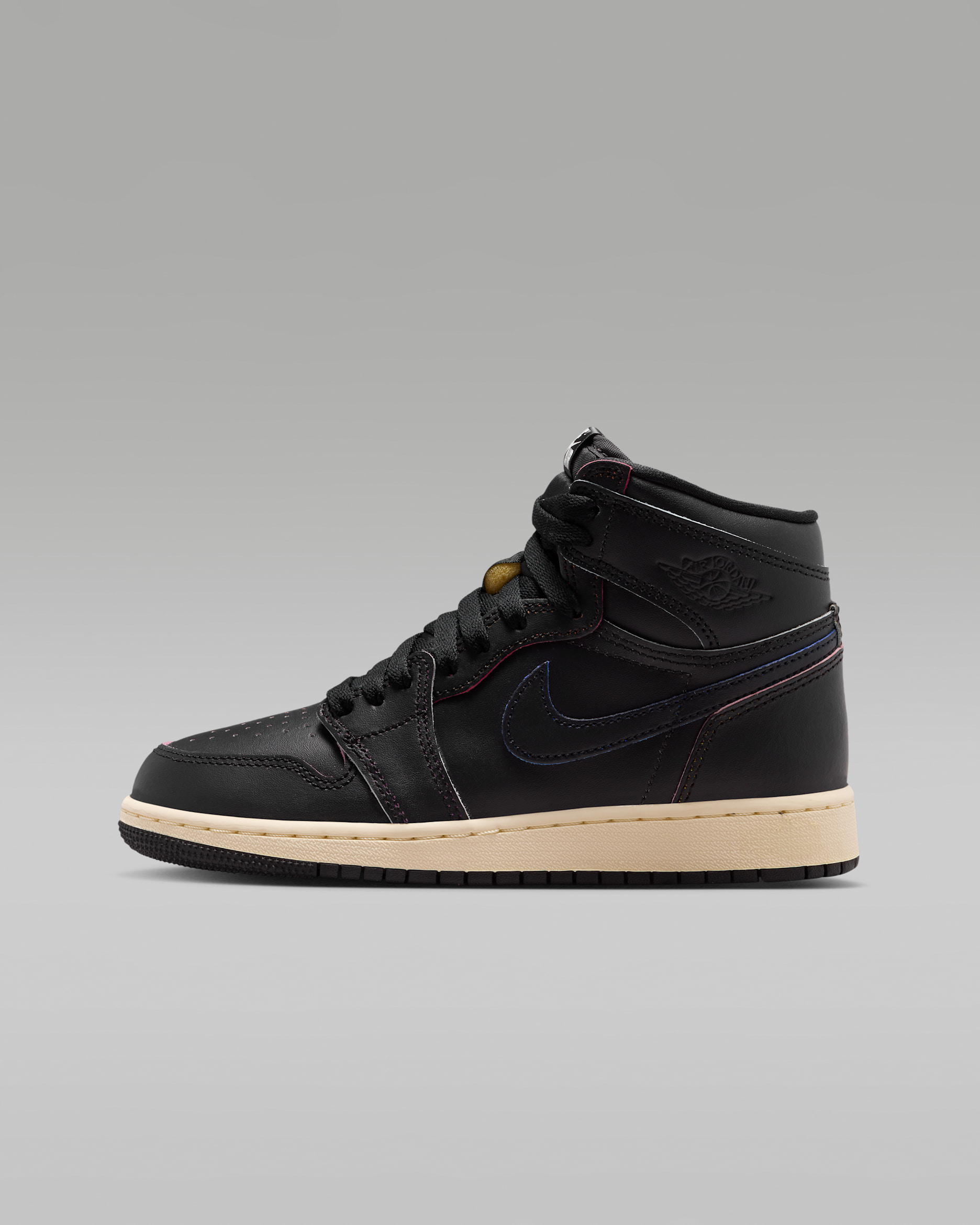 Air Jordan 1 High OG "Black and Muslin" Big Kids' Shoes - Black/Muslin/Black