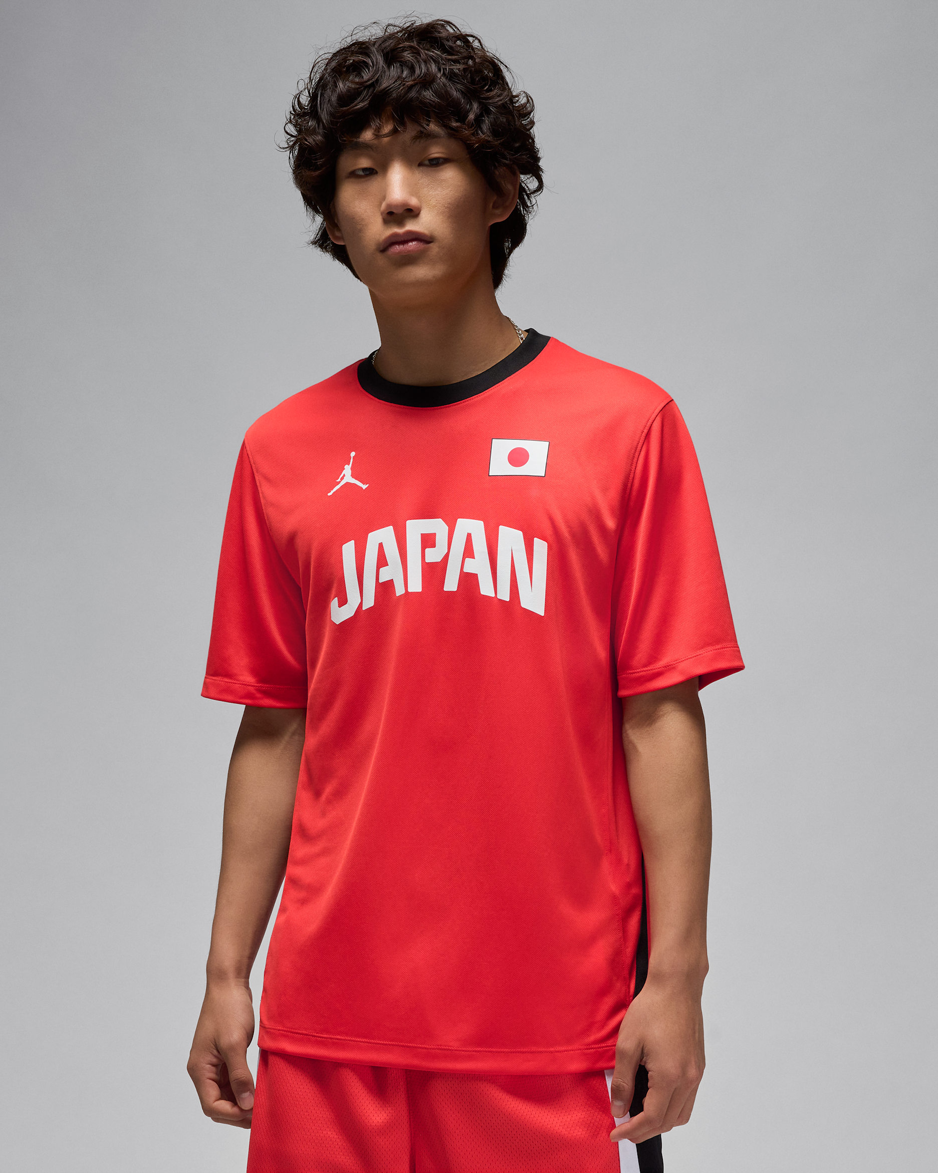 日本 メンズ ジョーダン Dri-FIT ADV バスケットボール ウォームアップ シャツ - チリレッド/ブラック/ホワイト