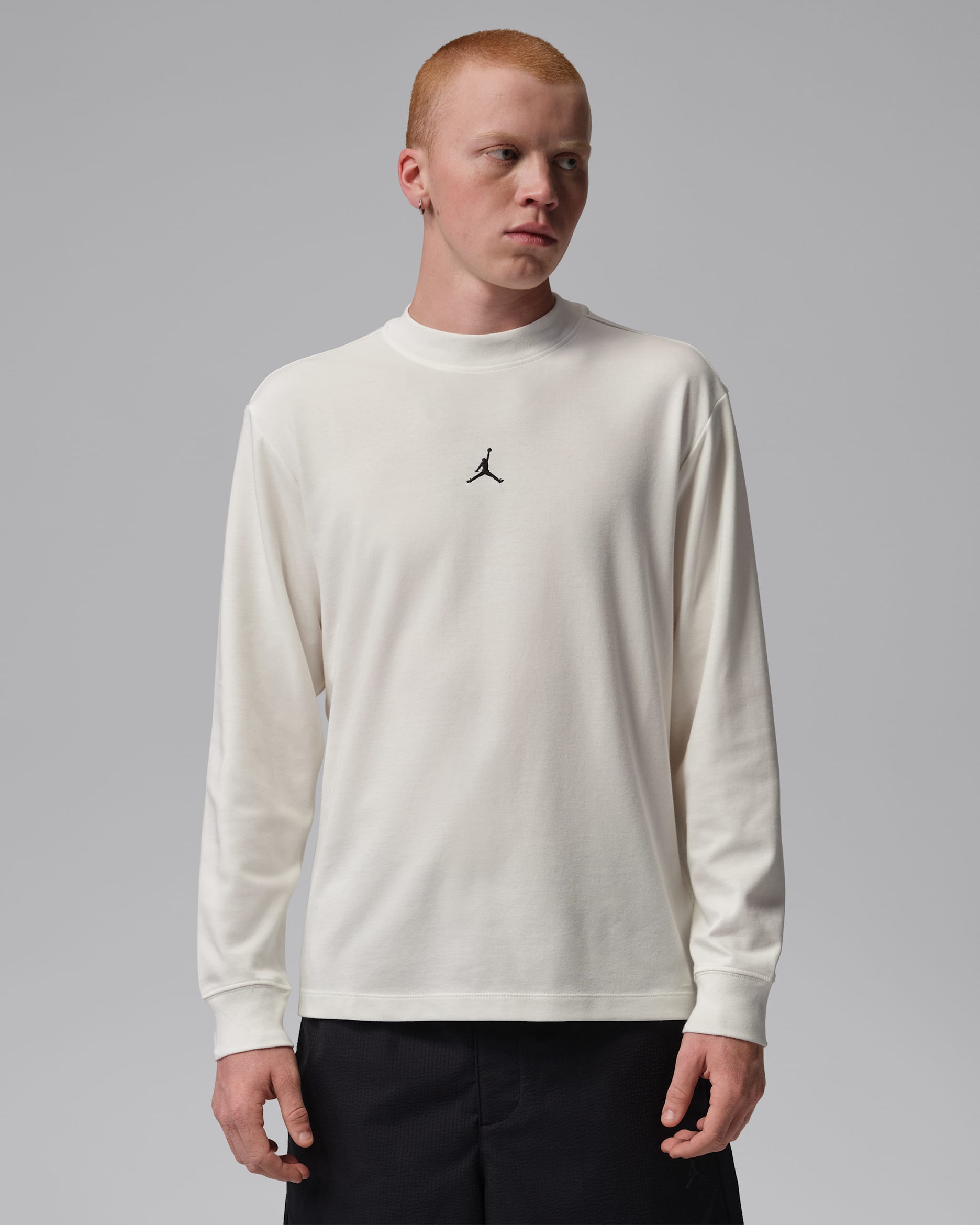 Jordan Sport Men's Dri-FIT Golf Long-Sleeve Mock Neck Sweatshirt - Sail/Black