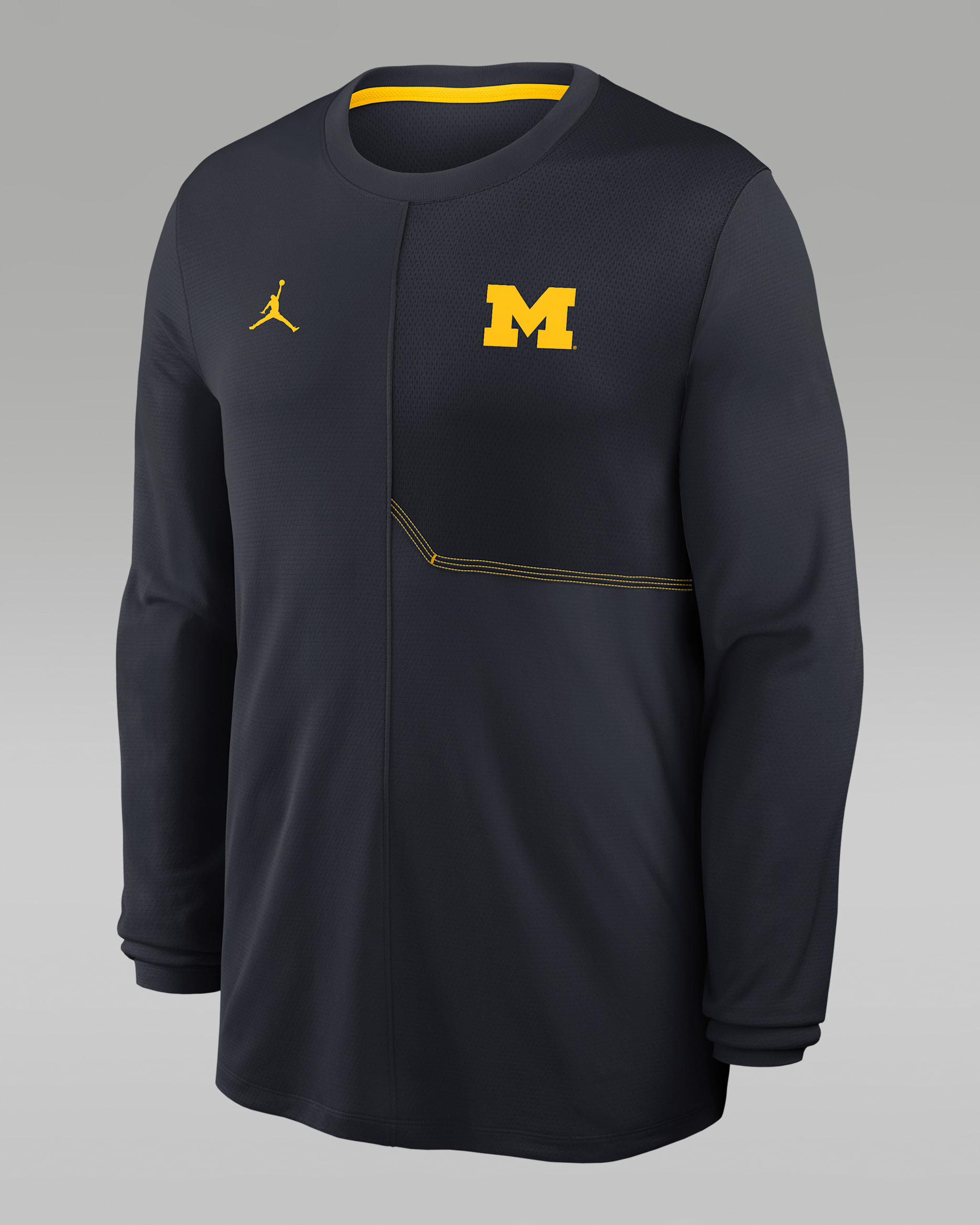 Playera de manga larga universitaria marca Jordan Dri-FIT para hombre Michigan Sideline - Azul campo de juego