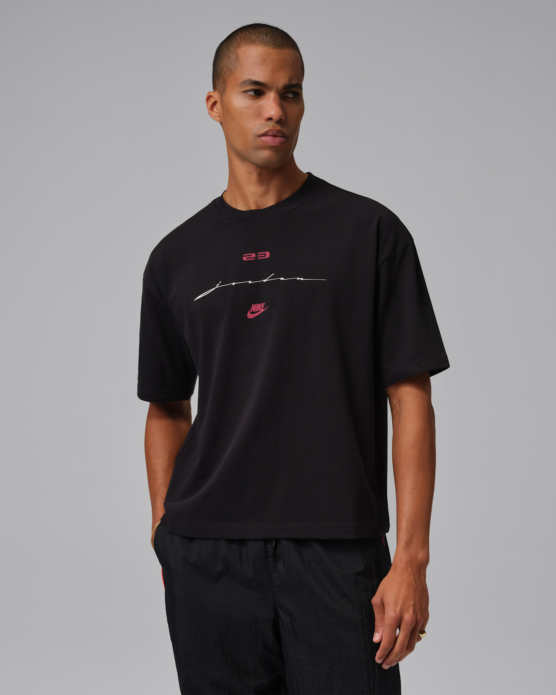 Jordan Flight Men's Script T-Shirt - Black/Gym Red
