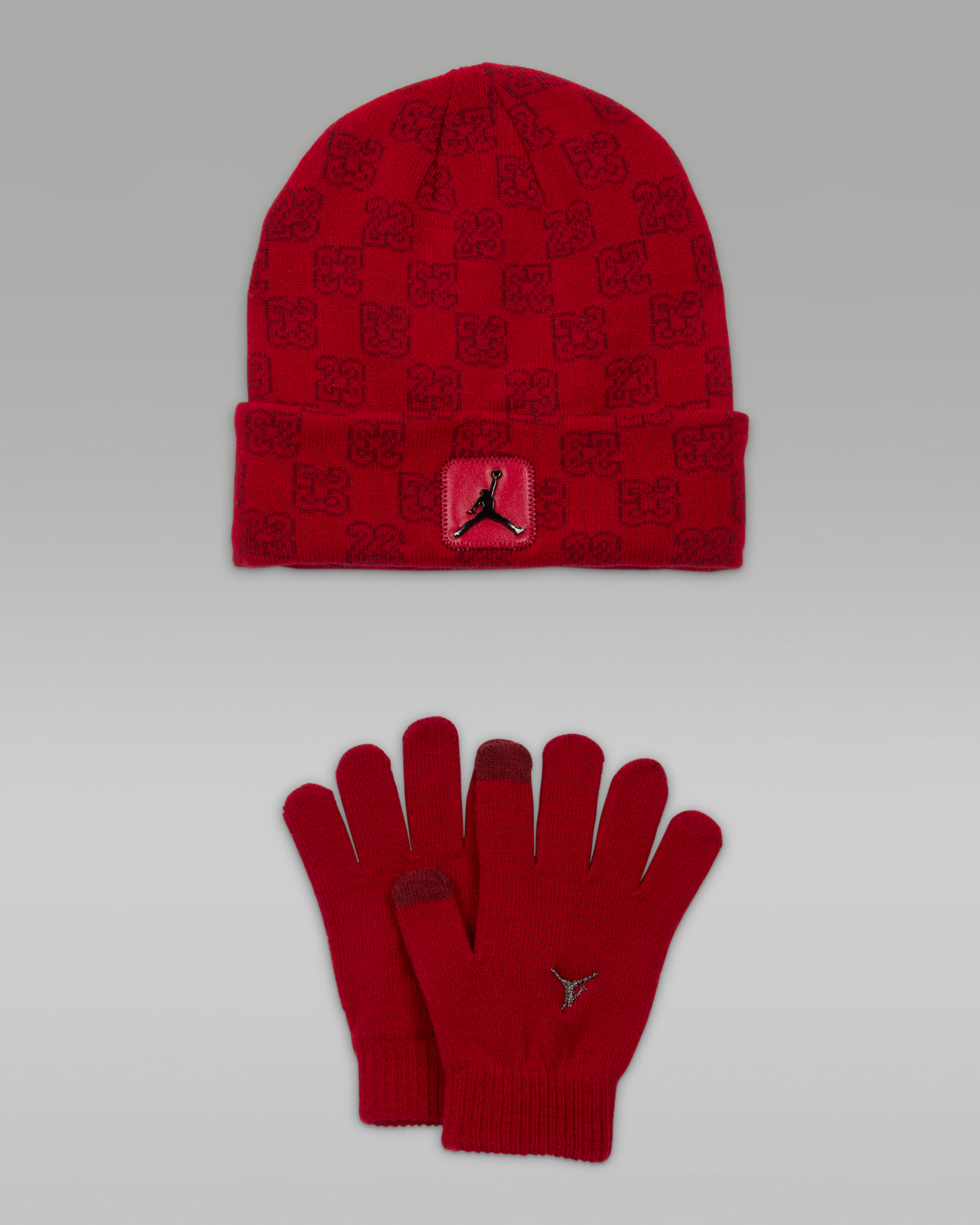 Jordan Older Kids' 2-Piece Monogram Beanie Set - Gym Red