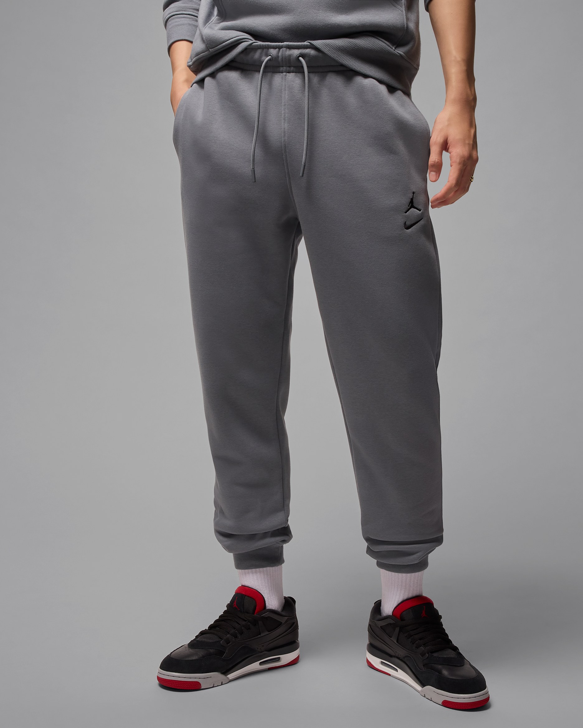 Jordan Brooklyn Fleece bukse til herre - Cool Grey/Svart