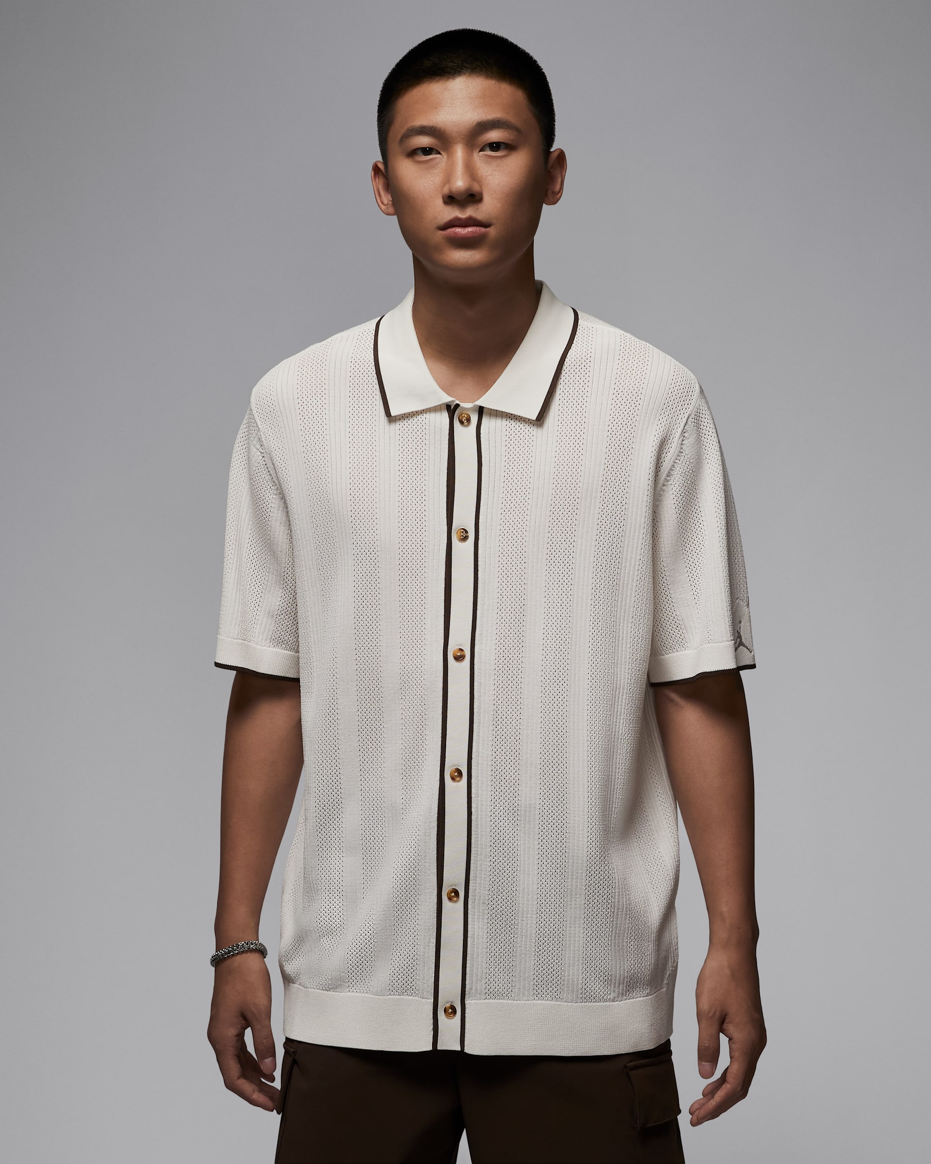Jordan Sport Button-Down-Golfoberteil aus Strickmaterial (Herren) - Phantom/Baroque Brown/Phantom