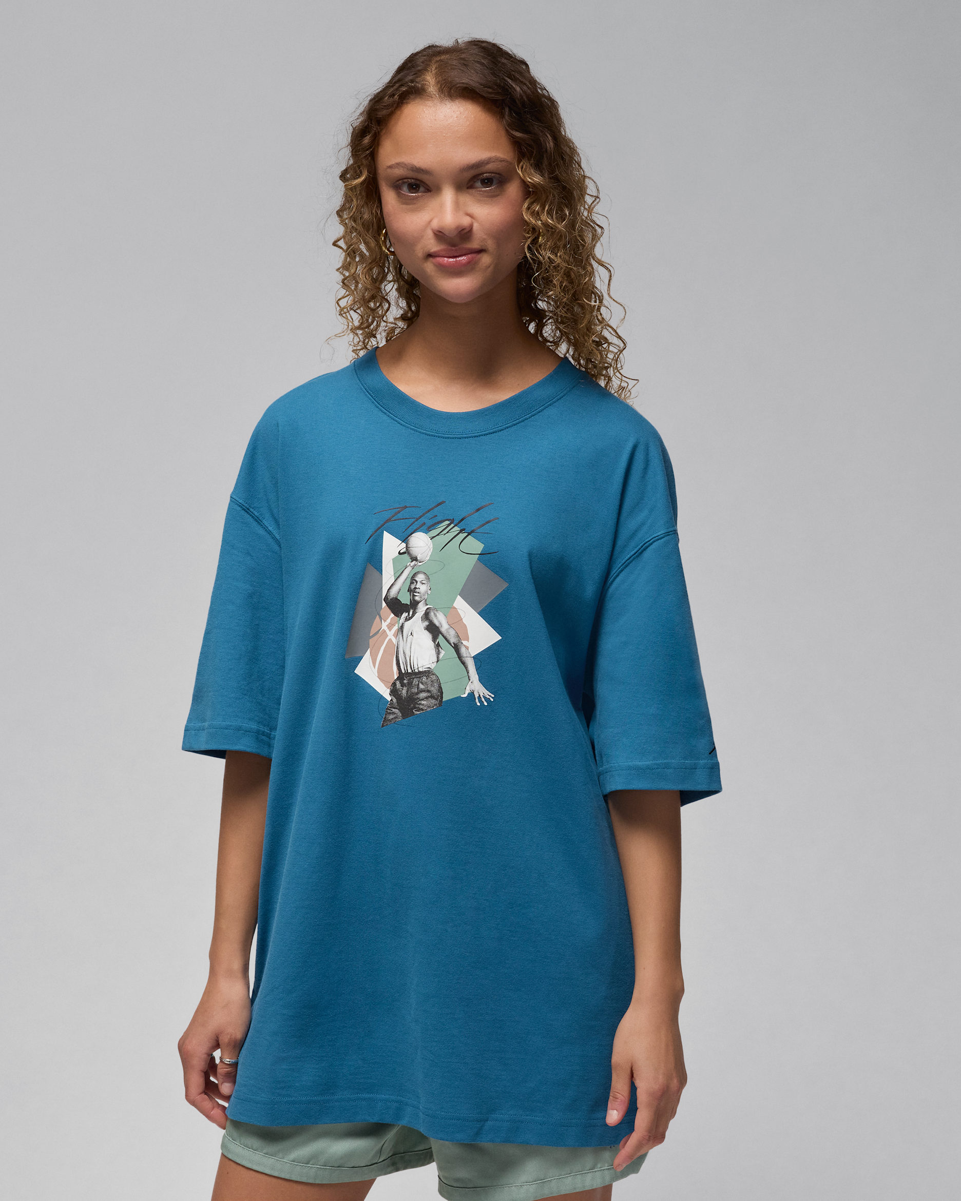 Playera con gráfico oversized para mujer Jordan - Azul industrial
