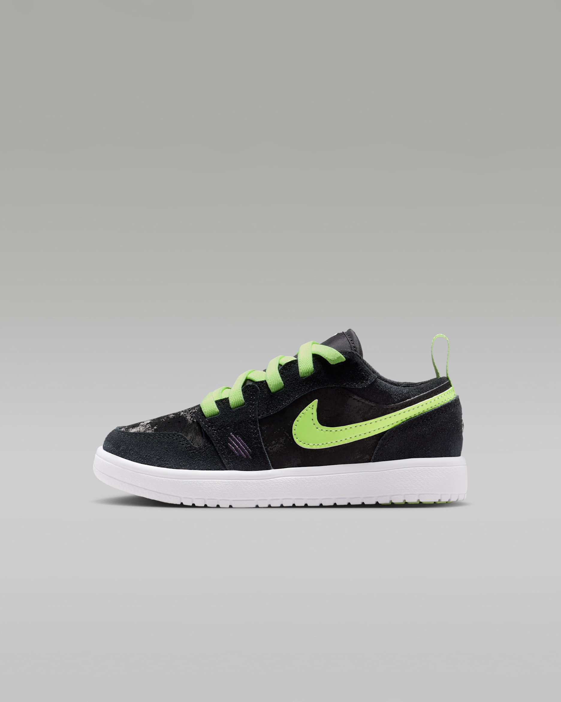 Tenis para niños de preescolar Jordan 1 Low Alt - Negro/Pasa oscuro/Blanco/Voltio ligero