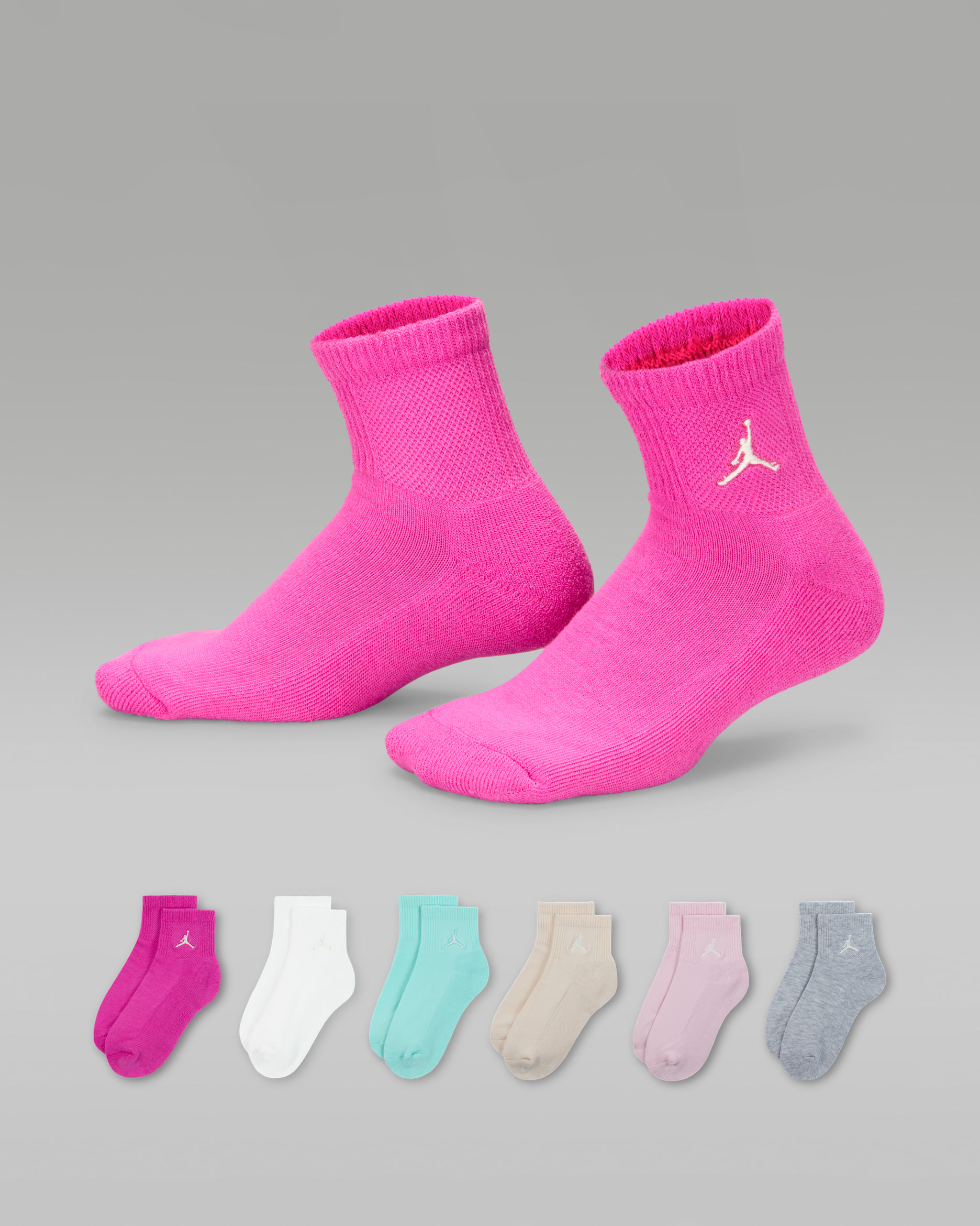 Jordan Everyday Essentials Big Kids' Ankle Socks (6 Pairs) - Fire Pink