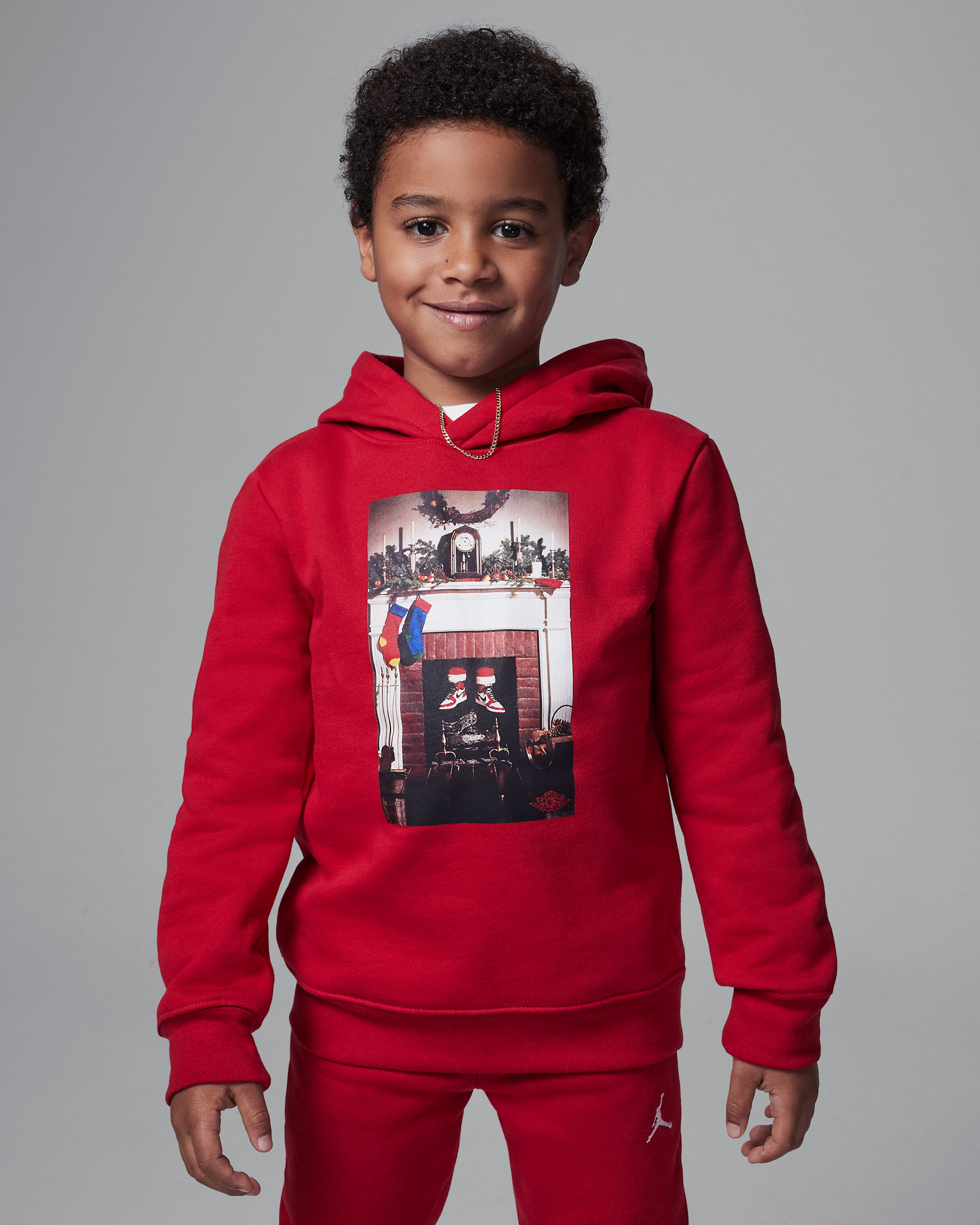 Sudadera con gorro navideña para niños talla pequeña Air Jordan 1 - Rojo gimnasio