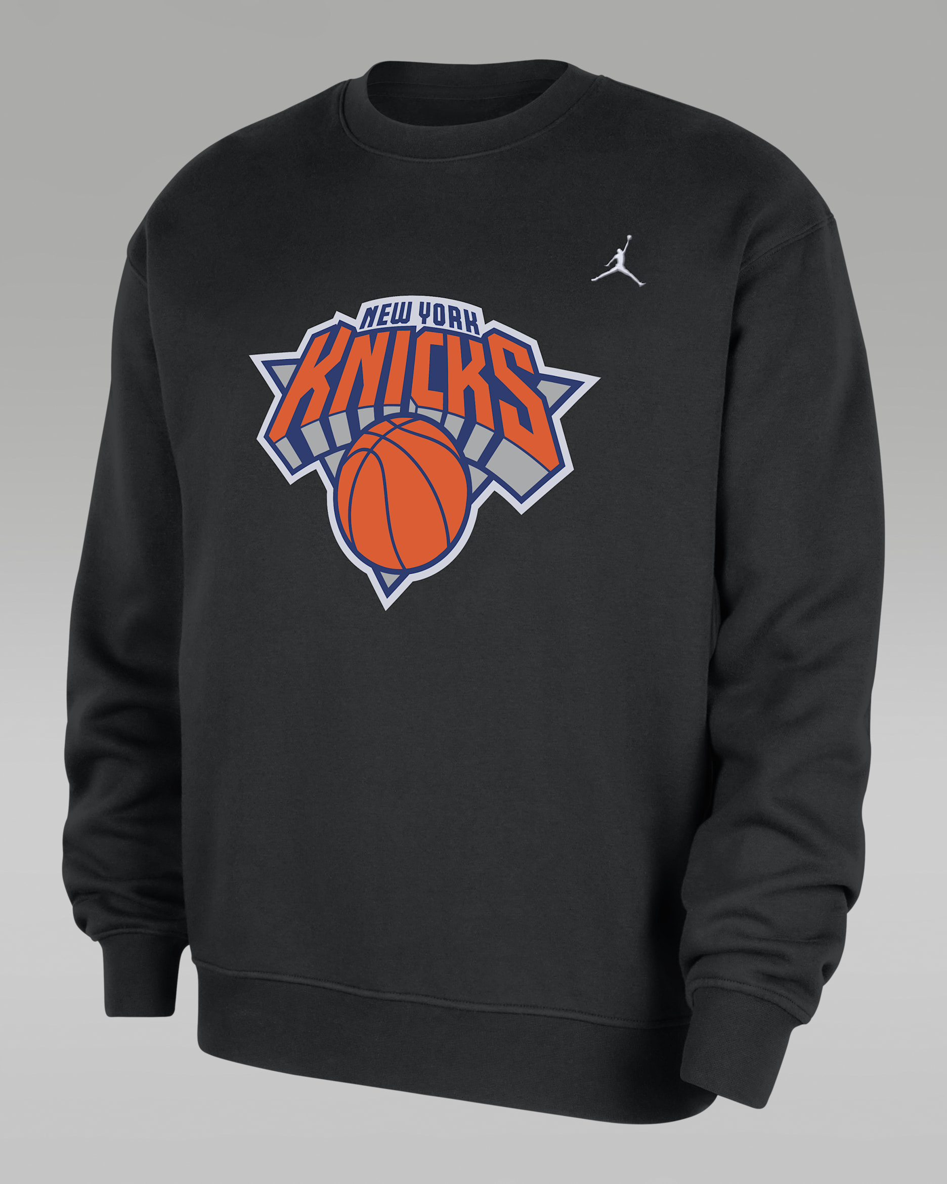 New York Knicks Statement Essentials Men's Jordan NBA Fleece Crew-Neck Sweatshirt - Black/White