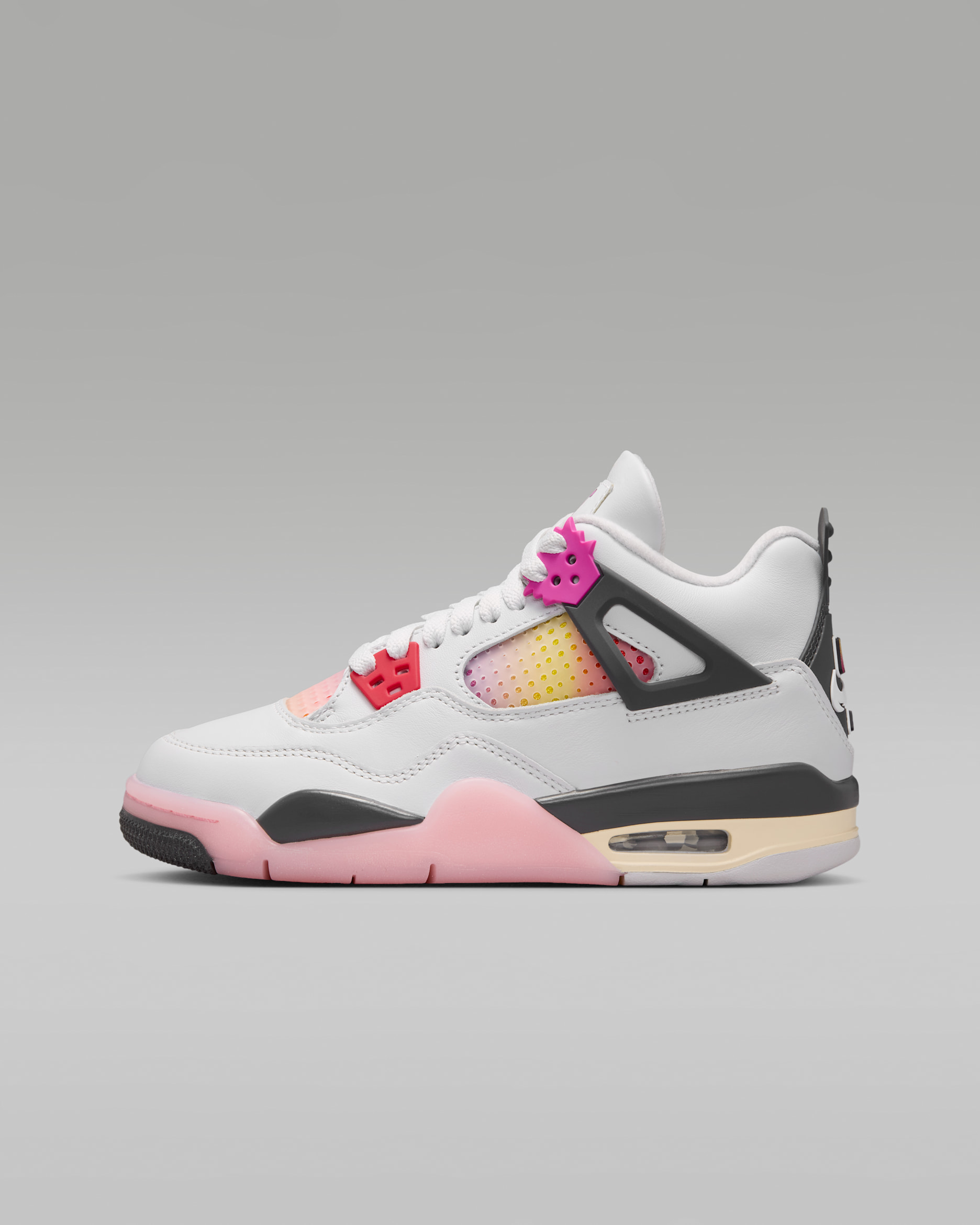 Air Jordan 4 Retro "Comic" Big Kids' Shoes - Off White/Anthracite/Fire Pink/Fire Pink