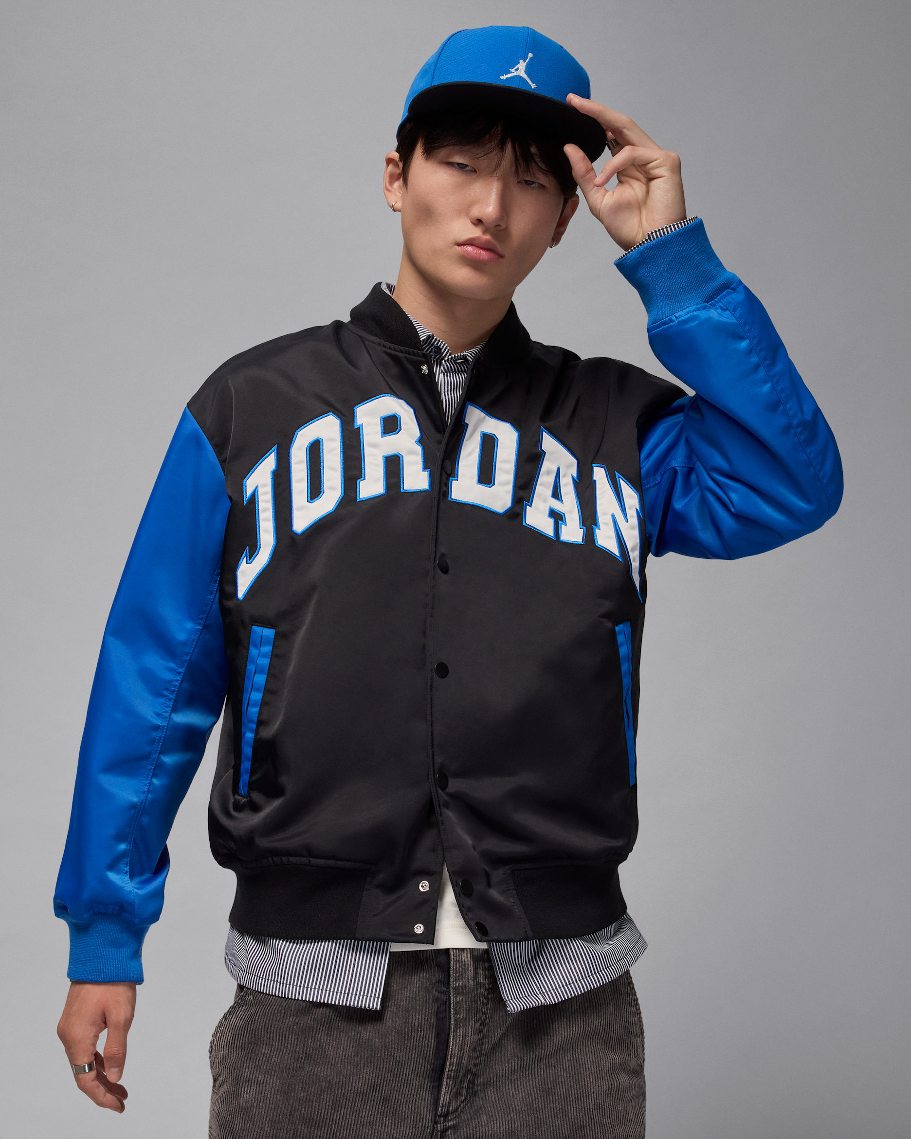 Jordan Brooklyn Men's University Varsity Jacket - Black/Sport Blue/Black