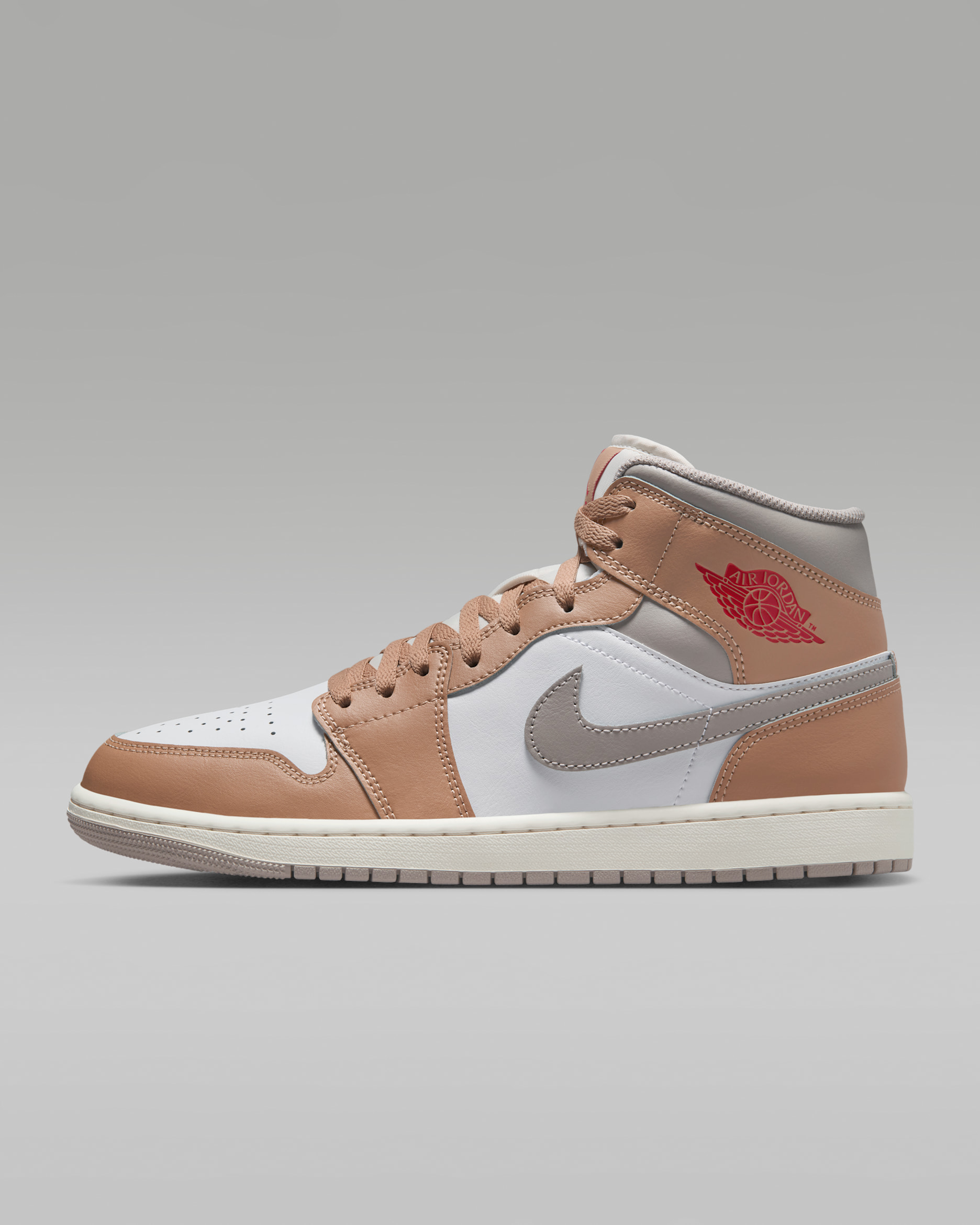 Air Jordan 1 Mid Herrenschuh - Hemp/Weiß/College Grey/Fire Red