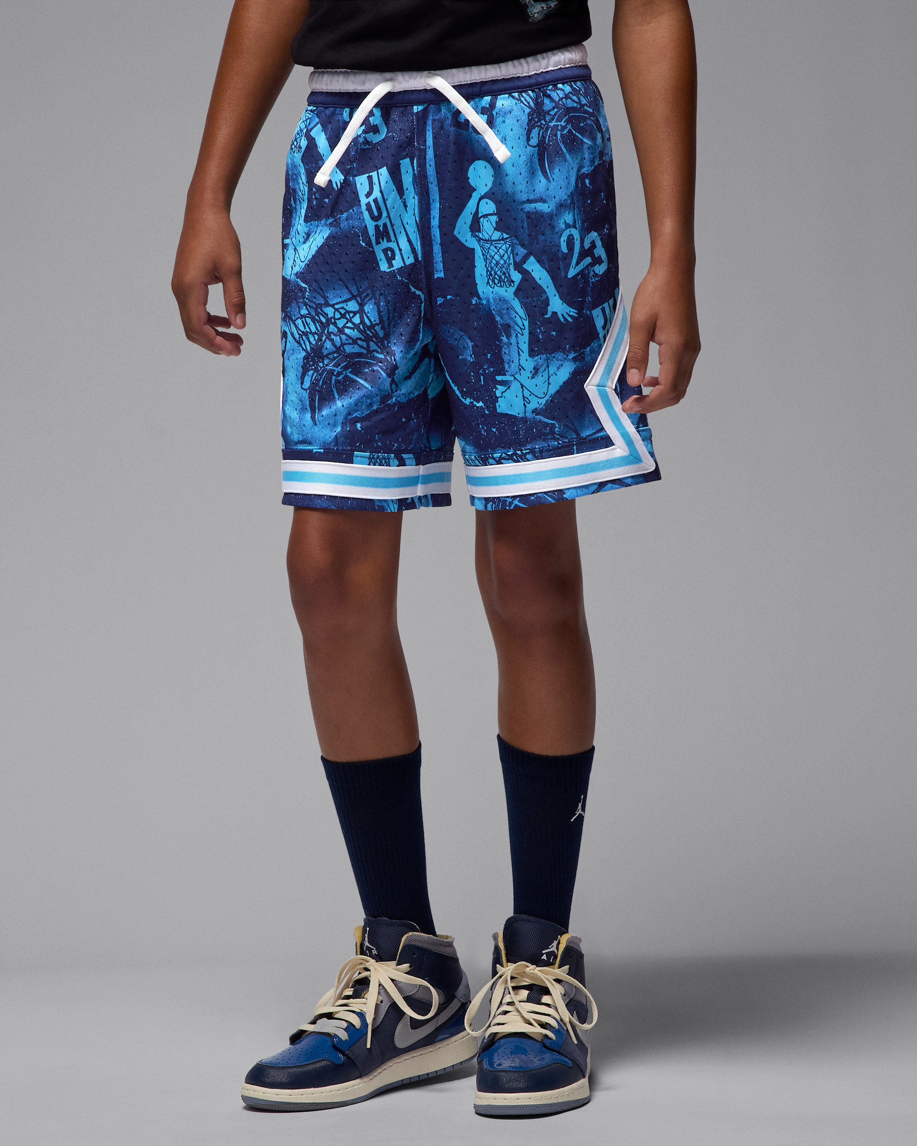 Jordan Dri-FIT Big Kids' MJ Printed Sport Diamond Shorts - Blue Void