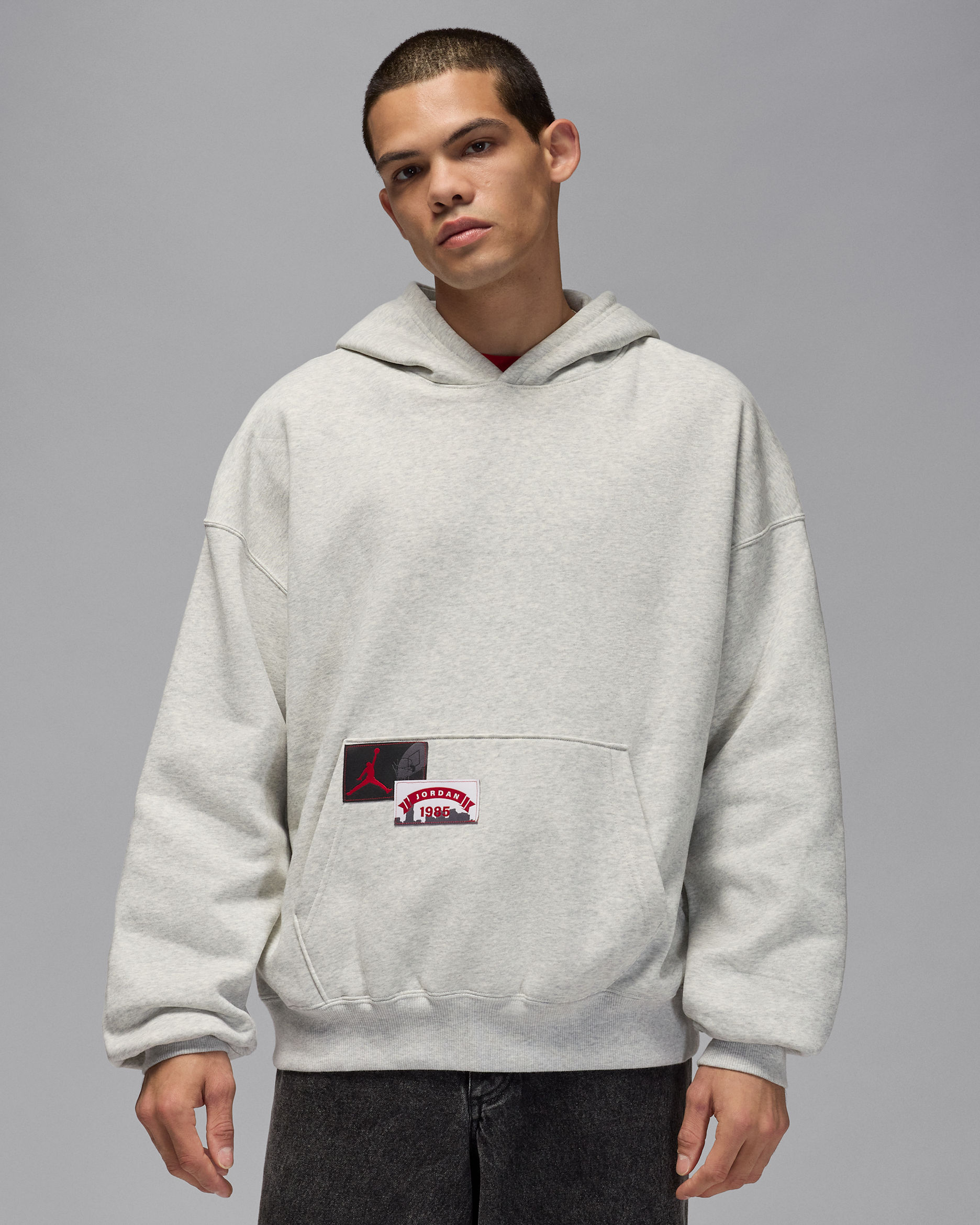 Jordan Brooklyn Men's Oversized Pullover Hoodie - Grey Heather
