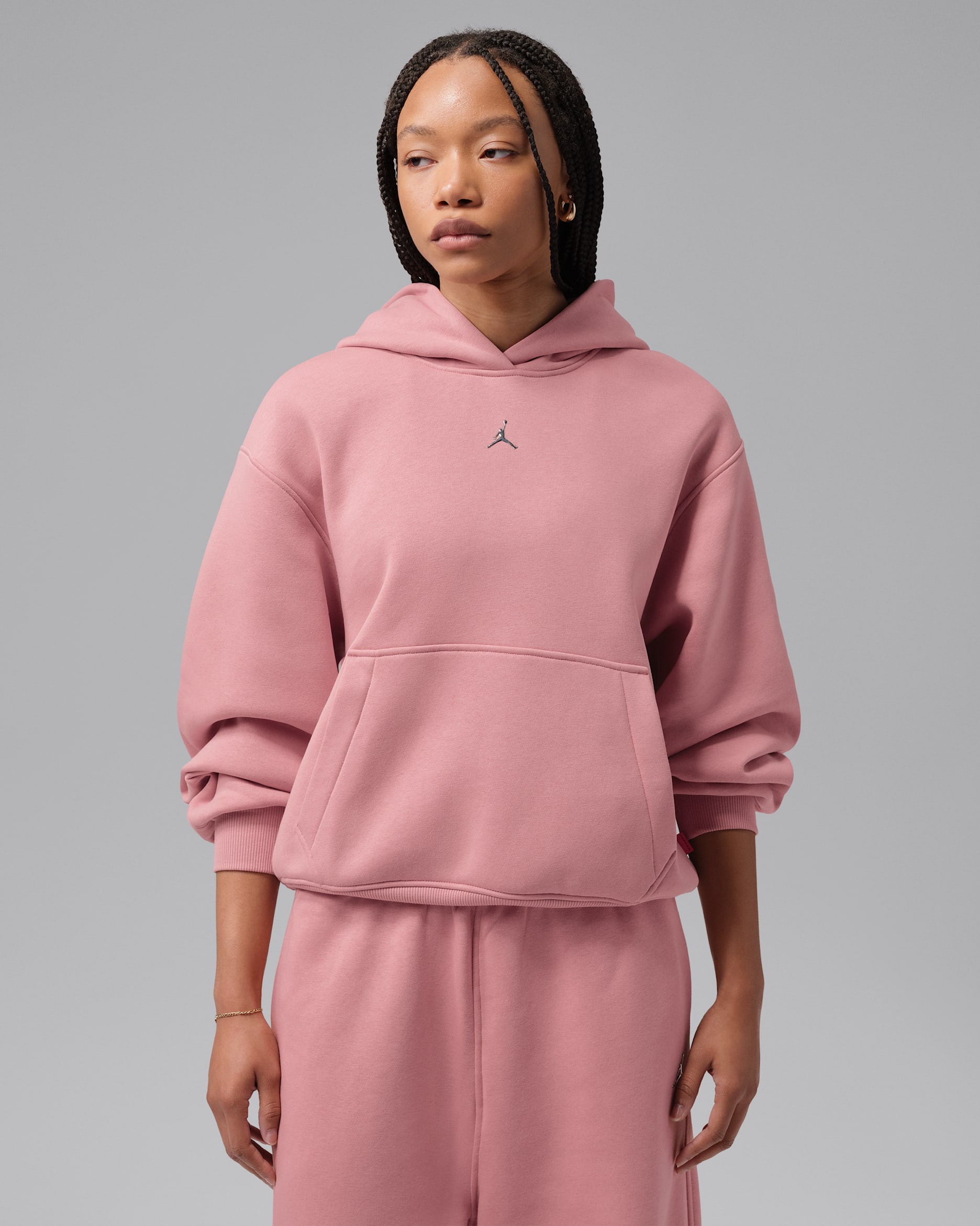 Sudadera con gorro sin cierre para mujer Jordan Brooklyn - Rosa óxido