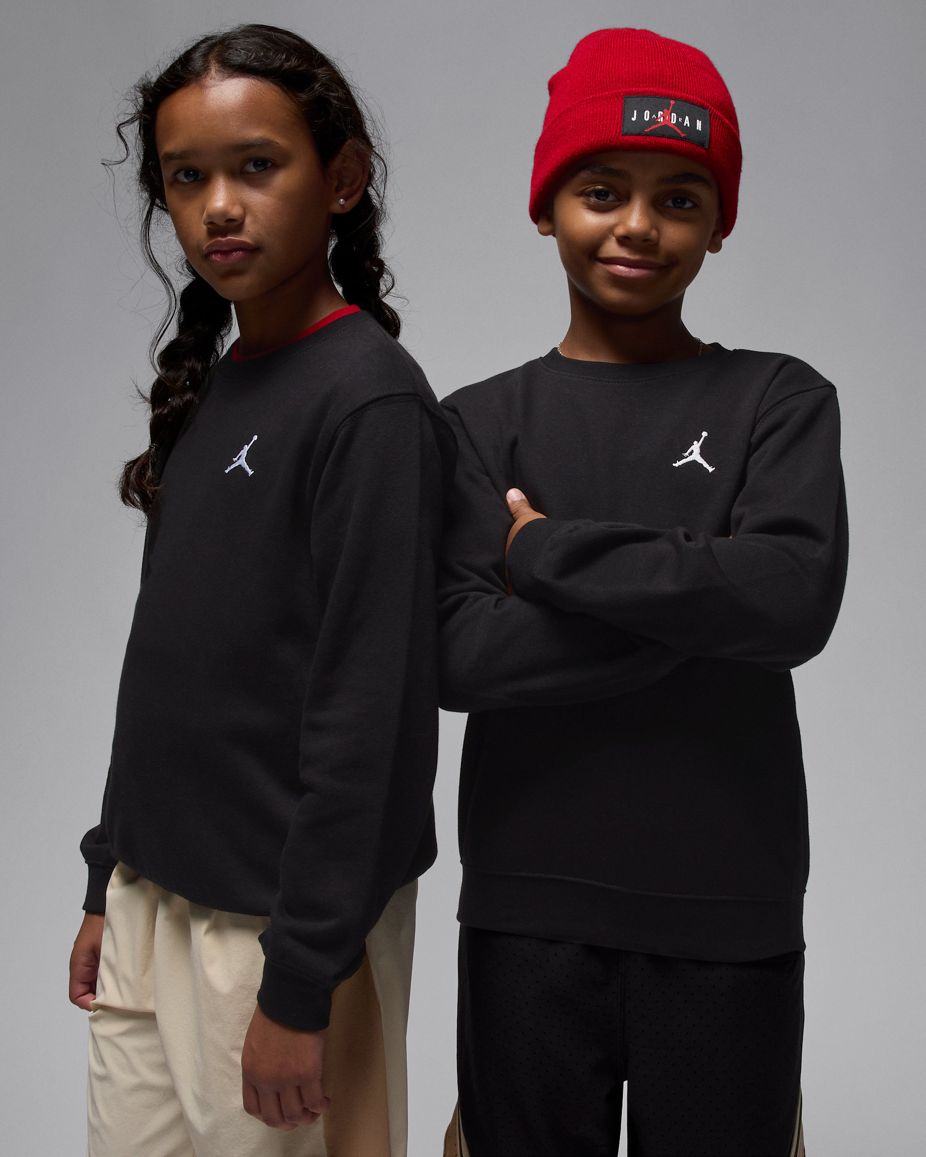 Playera con cuello redondo para niños talla grande Jordan Brooklyn French Terry - Negro