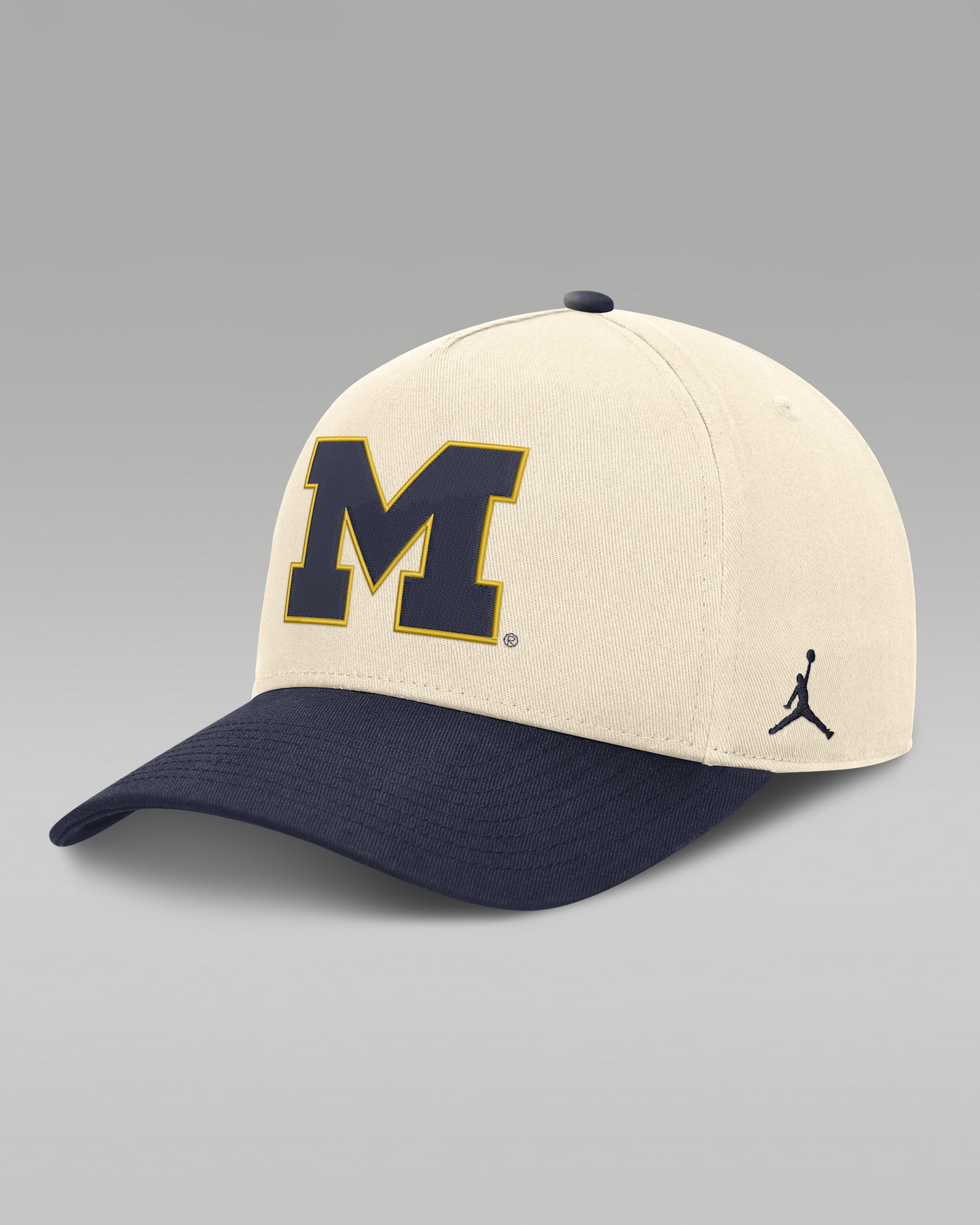 Michigan Campus Prep Rise Men's Jordan Brand College A-Frame Adjustable Hat - Natural/Navy