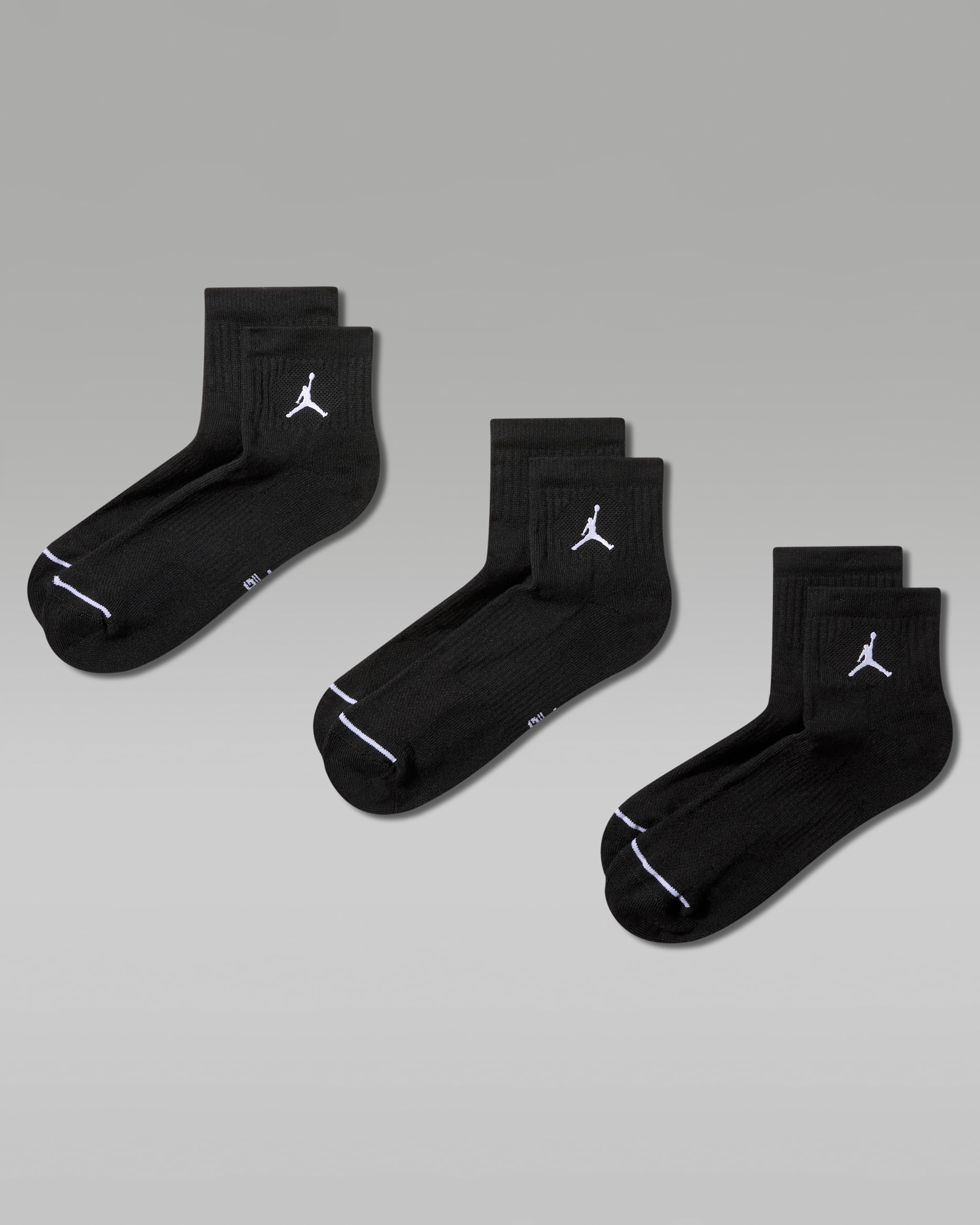 Jordan Everyday Ankle Socks (3 Pairs) - Black/White